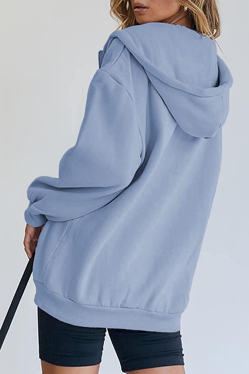 Women's Fall Zip Up Hoodies Sweatshirts Light Blue