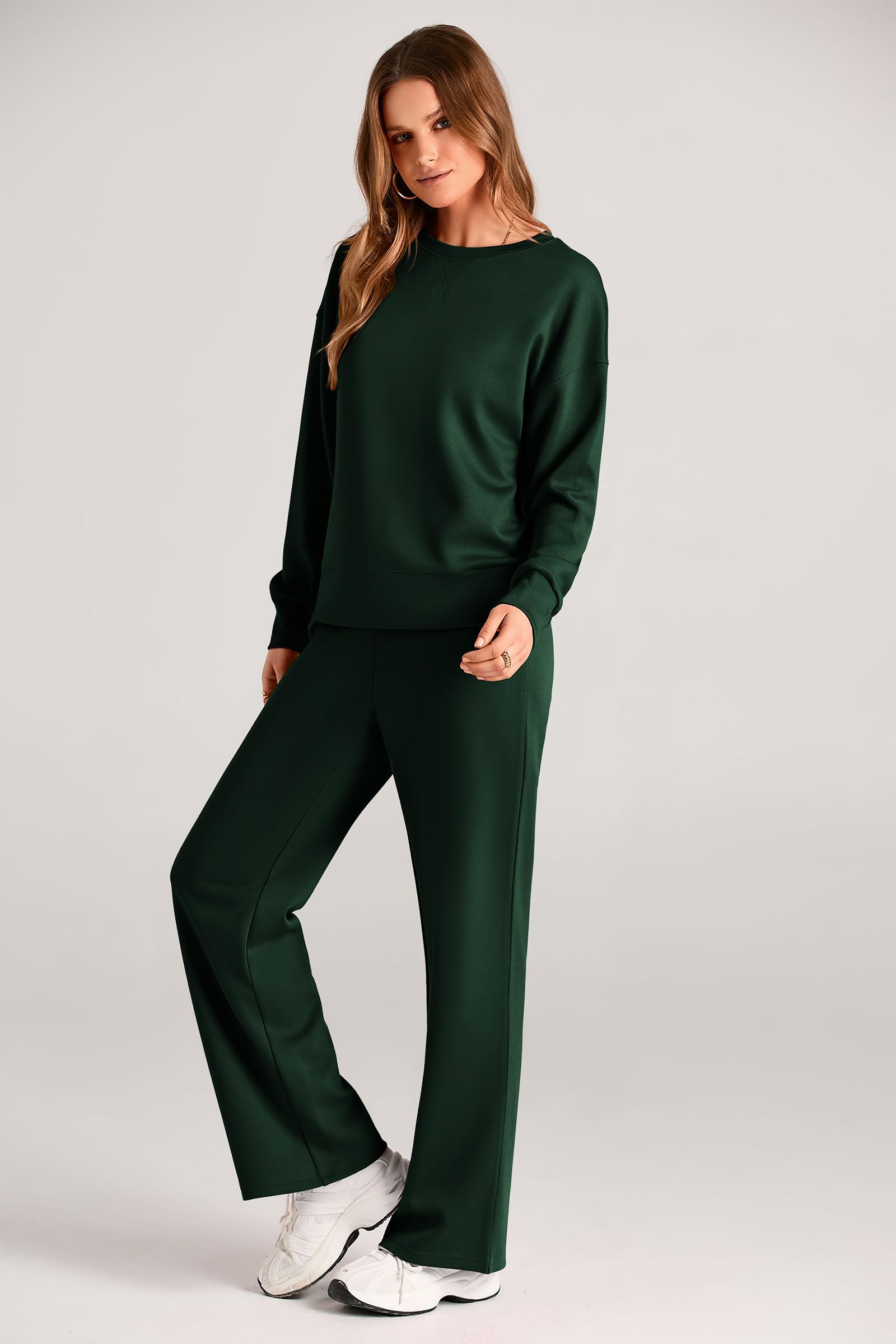 Women's 2 Piece Outfits Sweatsuits Lounge Sets,Dark Green,S