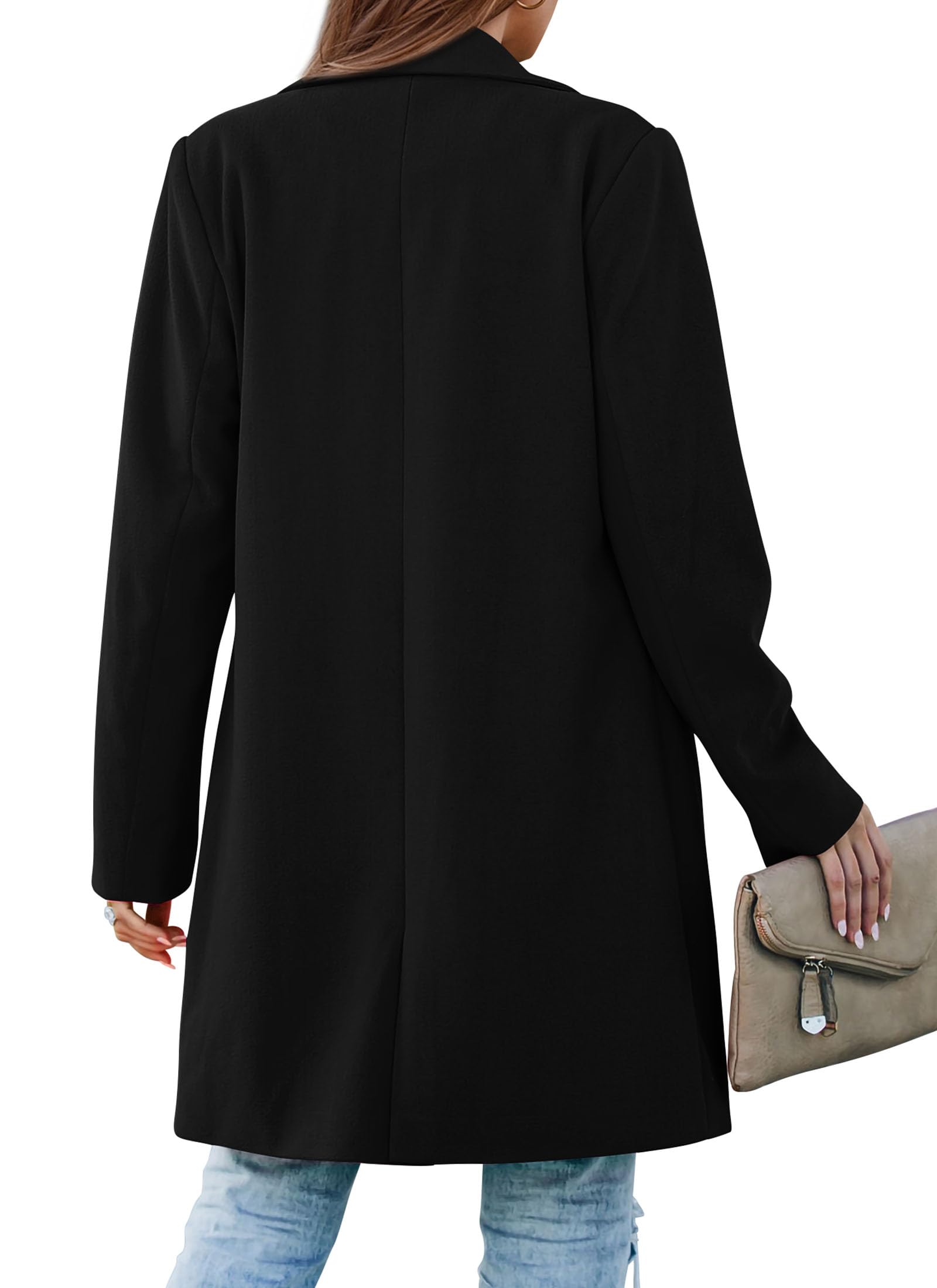 Women's Business Casual Long Blazer Jackets(Black,S)