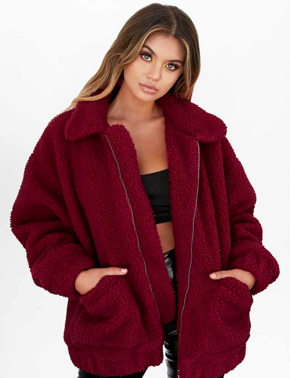 Oversized Sherpa Fleece Jacket Women's Winter Coats Outerwear