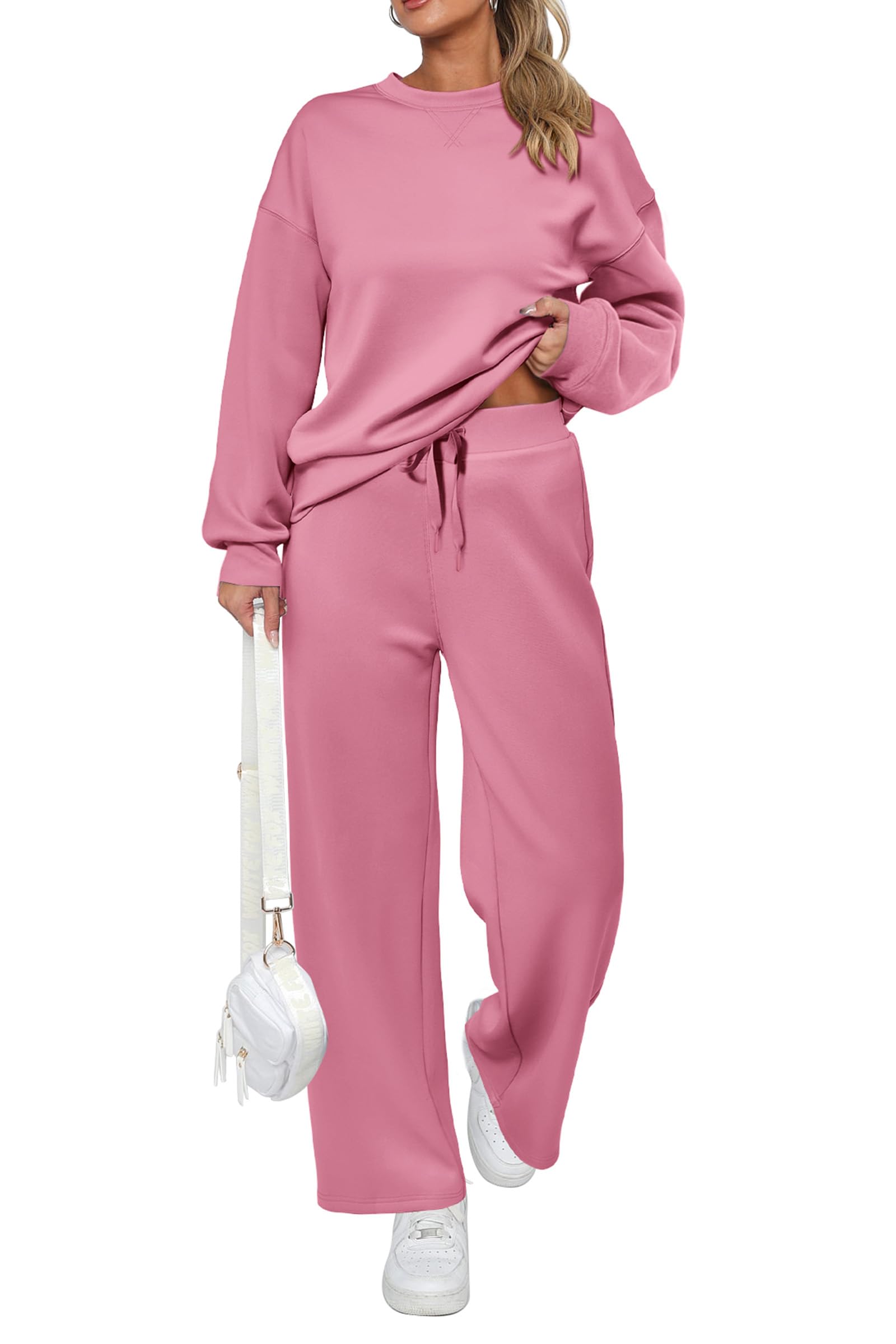 Women's 2 Piece Outfits Sweatsuits Lounge Sets,Pink,S