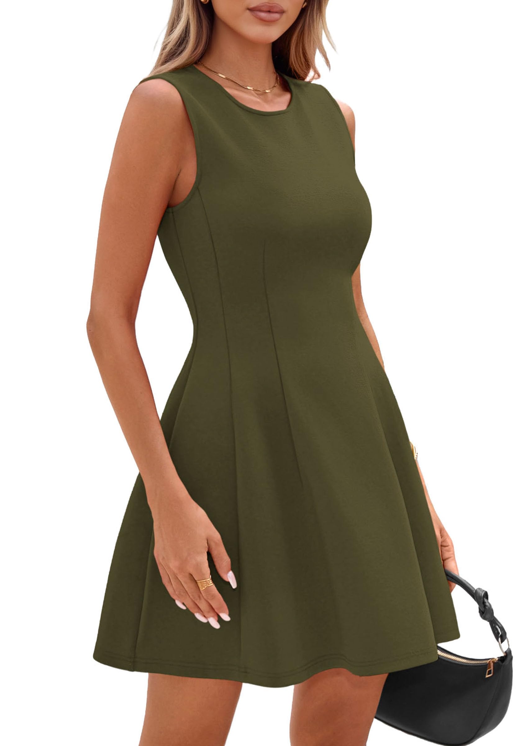Women's A Line Elegant Summer Cocktail Dresses, Army Green,XS