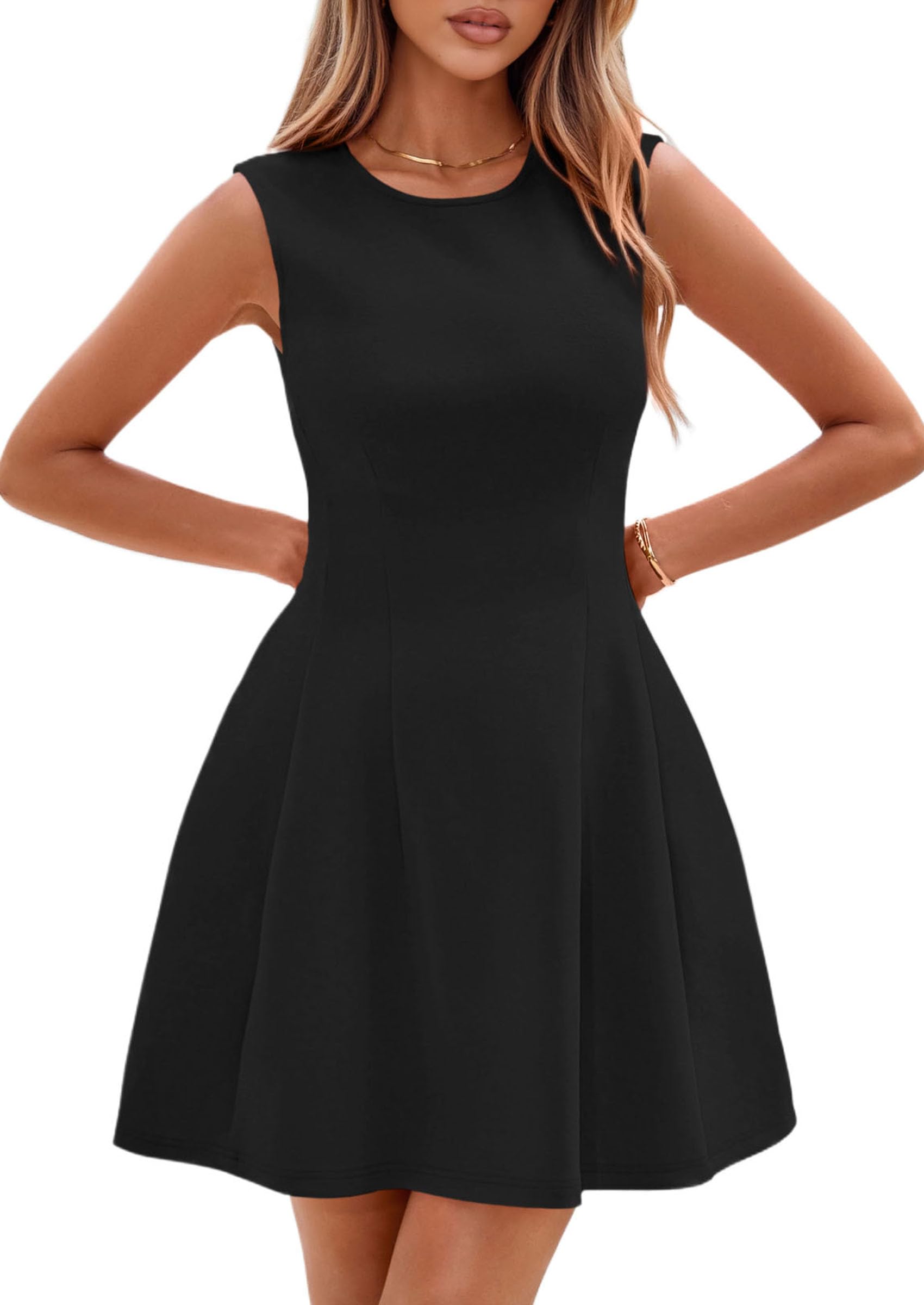 Women's A Line Elegant Summer Cocktail Dresses, Black,XS