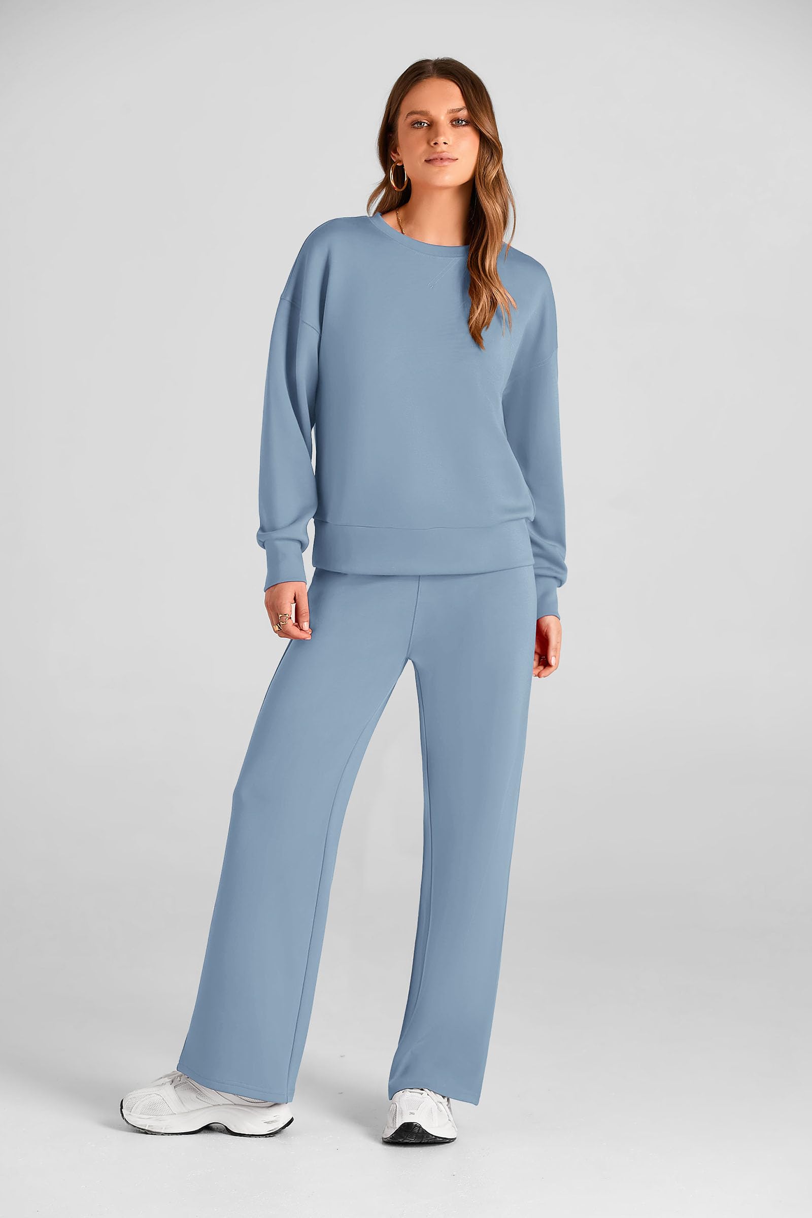 Women's 2 Piece Outfits Sweatsuits Lounge Sets,Light Blue,S