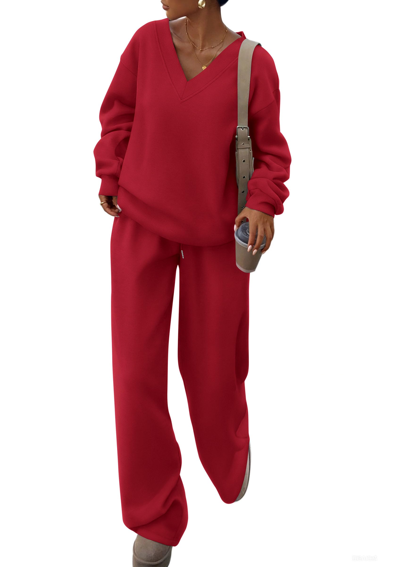 Womens 2 Piece Outfits Fall Sweatsuits,Red,S