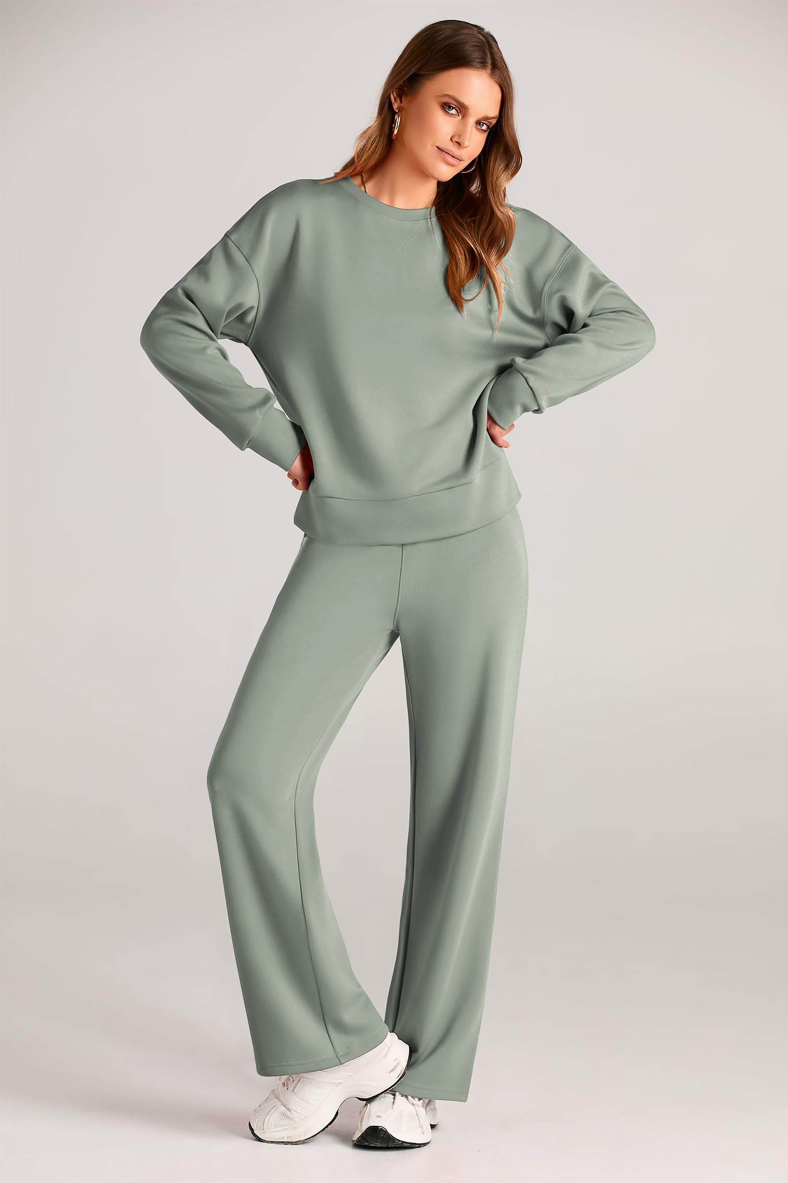 Women's 2 Piece Outfits Sweatsuits Lounge Sets,Light Green,S