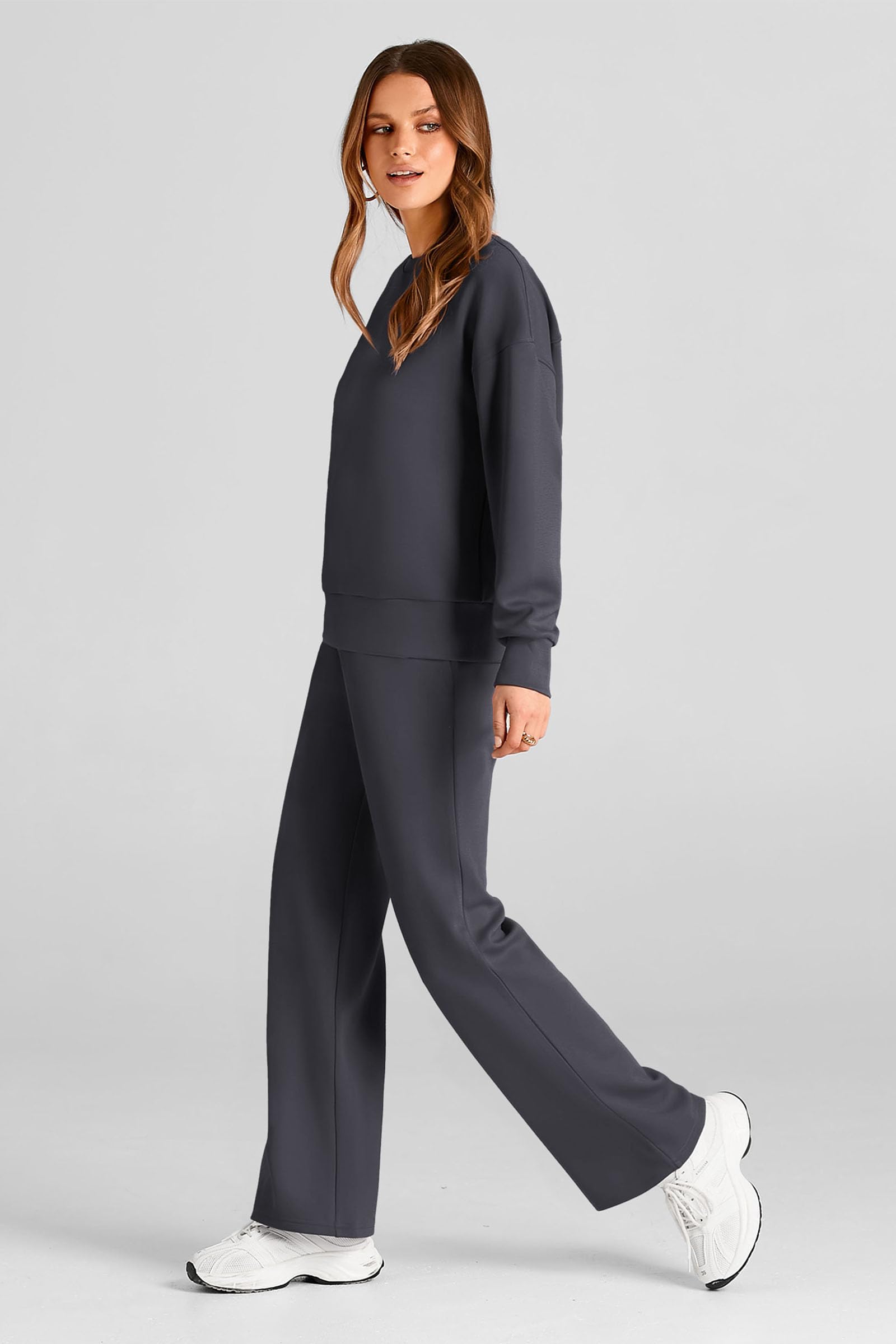 Women's 2 Piece Outfits Sweatsuits Lounge Sets,Dark Grey,S