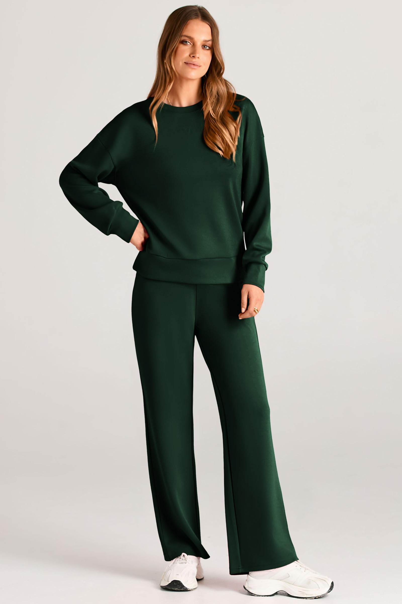 Women's 2 Piece Outfits Sweatsuits Lounge Sets,Dark Green,S