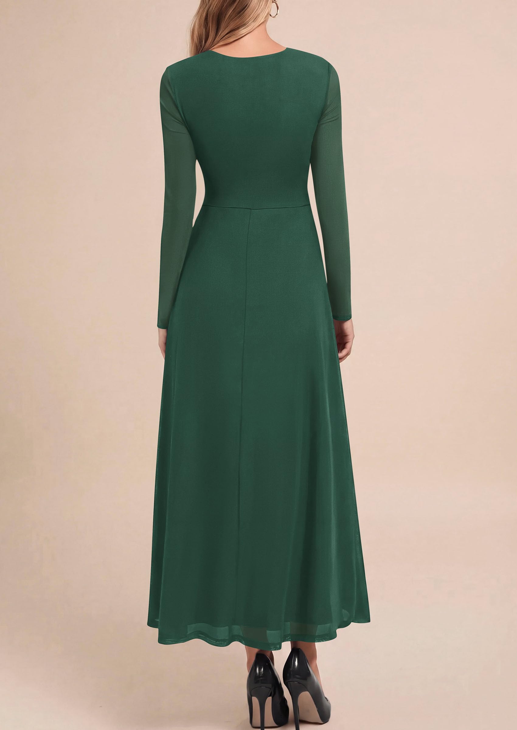 Women's Flowy Maxi Mesh Fall Cocktail Wedding Guest Dresses