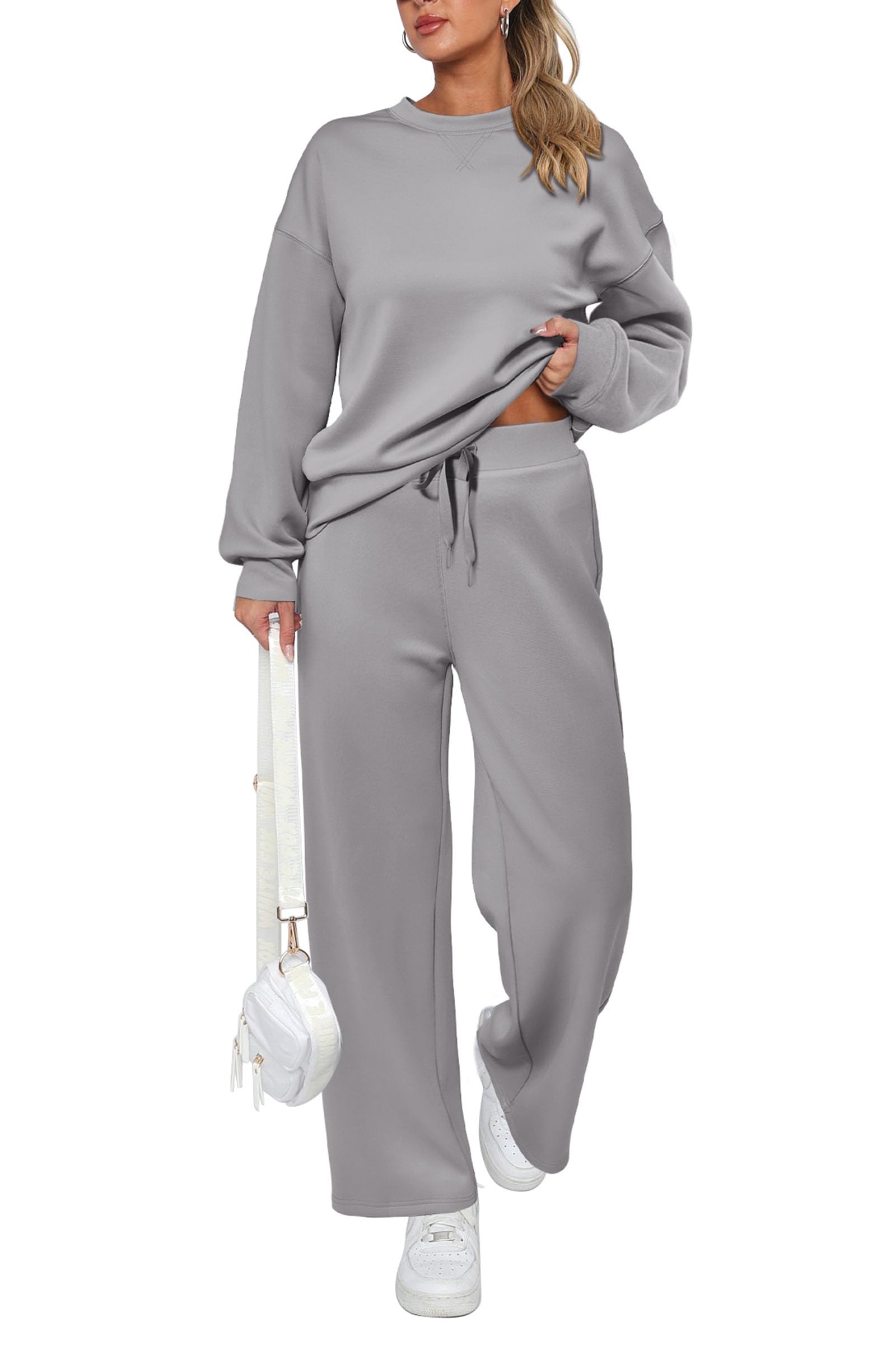 Women's 2 Piece Outfits Sweatsuits Lounge Sets,Grey,S