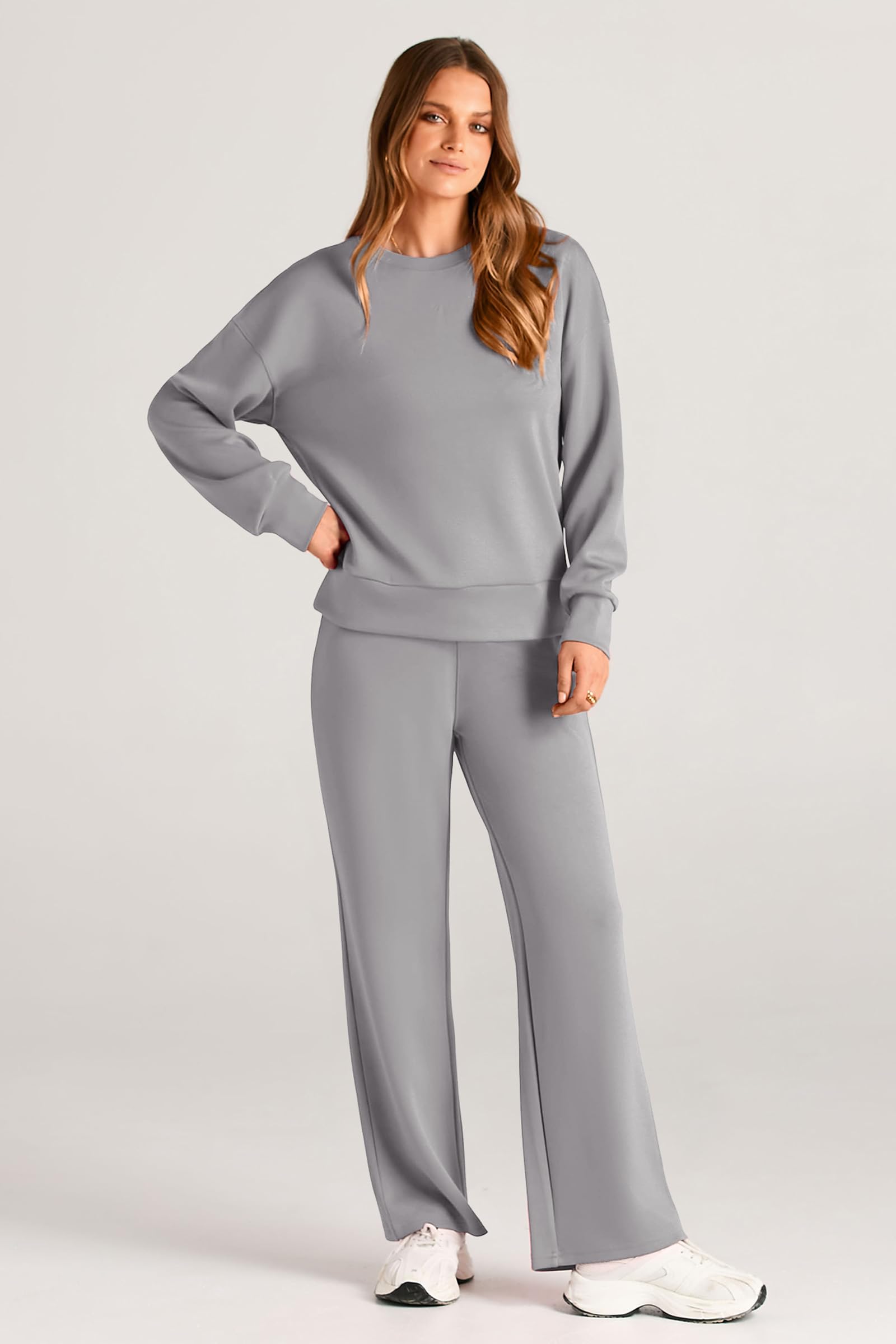 Women's 2 Piece Outfits Sweatsuits Lounge Sets,Grey,S