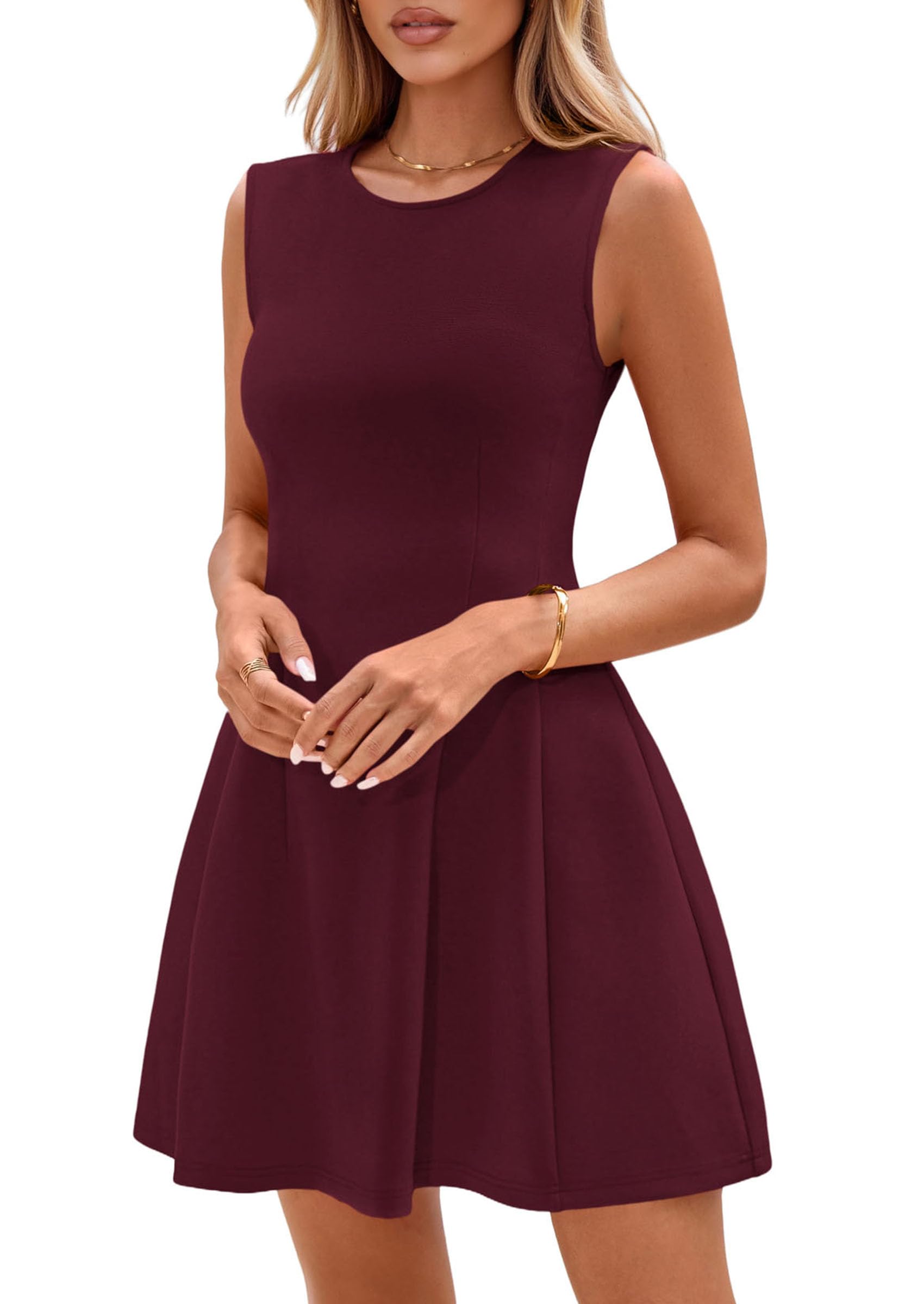 Women's A Line Elegant Summer Cocktail Dresses, Burgundy,XS