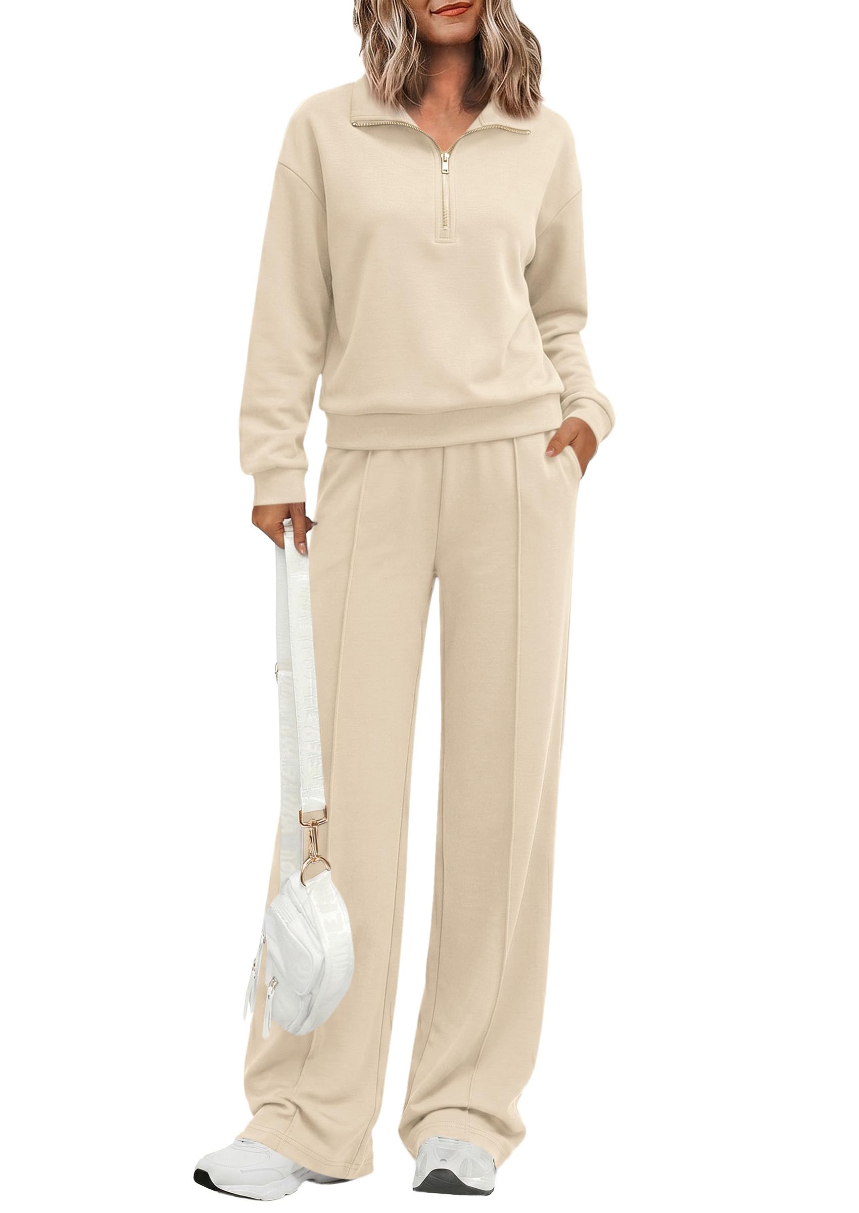 Women's Lounge Sets 2 Piece Outfits Sweatsuits,Apricot,S
