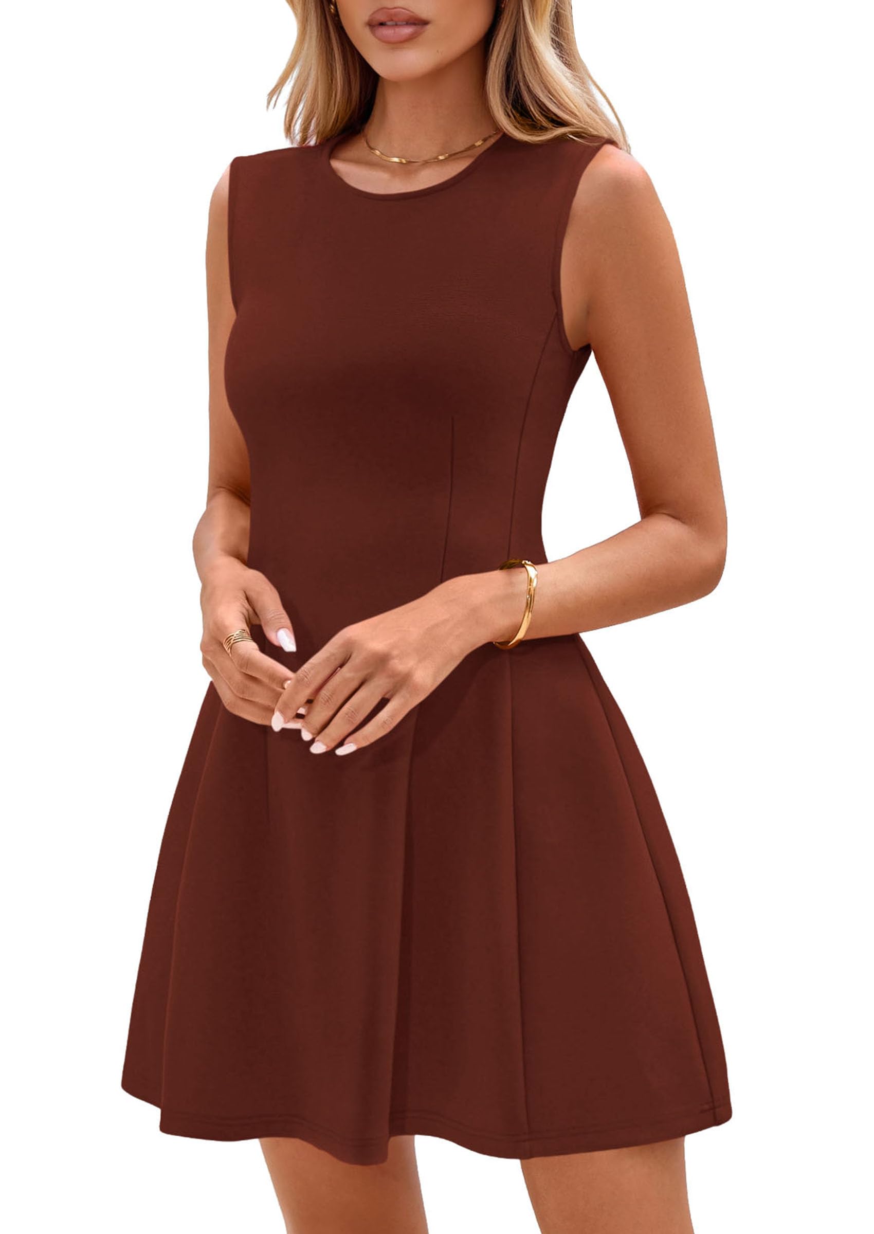 Women's A Line Elegant Summer Cocktail Dresses, Brick Red,XS