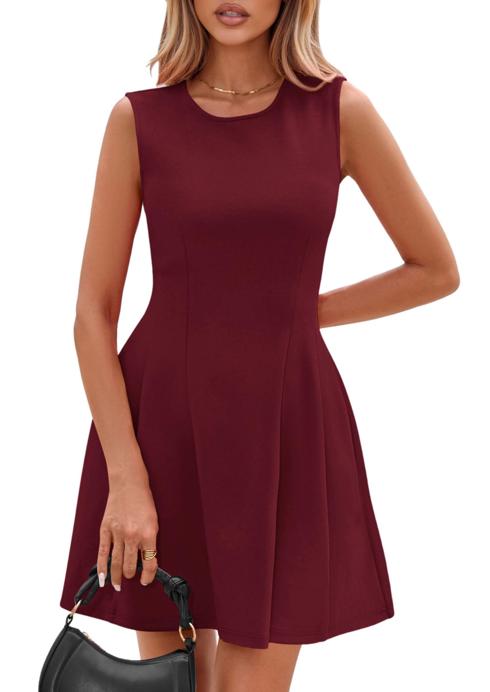 Women's A Line Elegant Summer Cocktail Dresses, Dark Red,XS