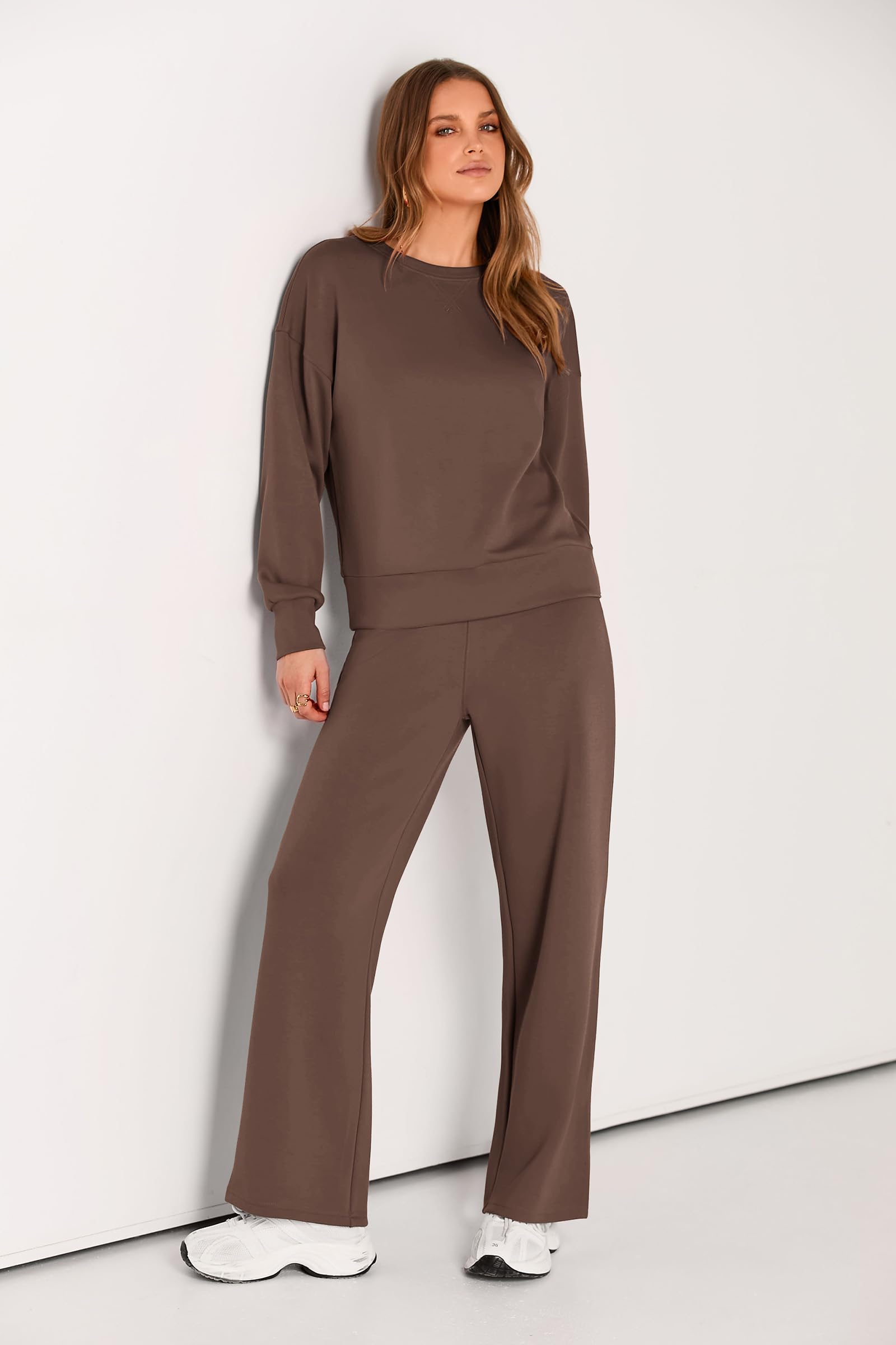 Women's 2 Piece Outfits Sweatsuits Lounge Sets,Brown,S