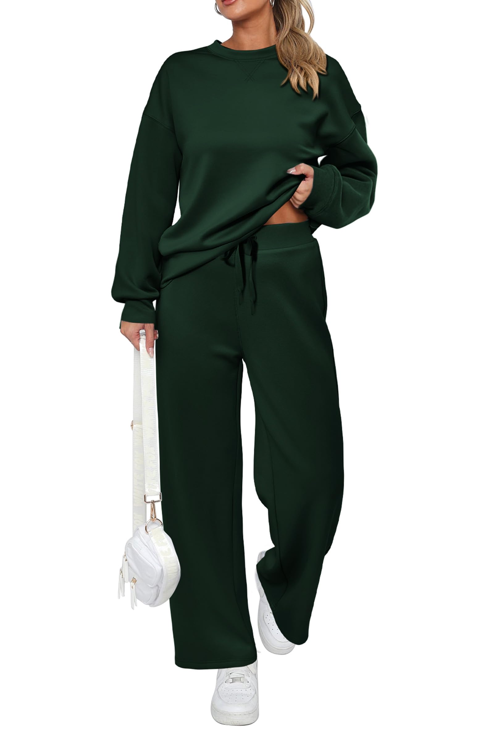 Women's 2 Piece Outfits Sweatsuits Lounge Sets,Dark Green,S