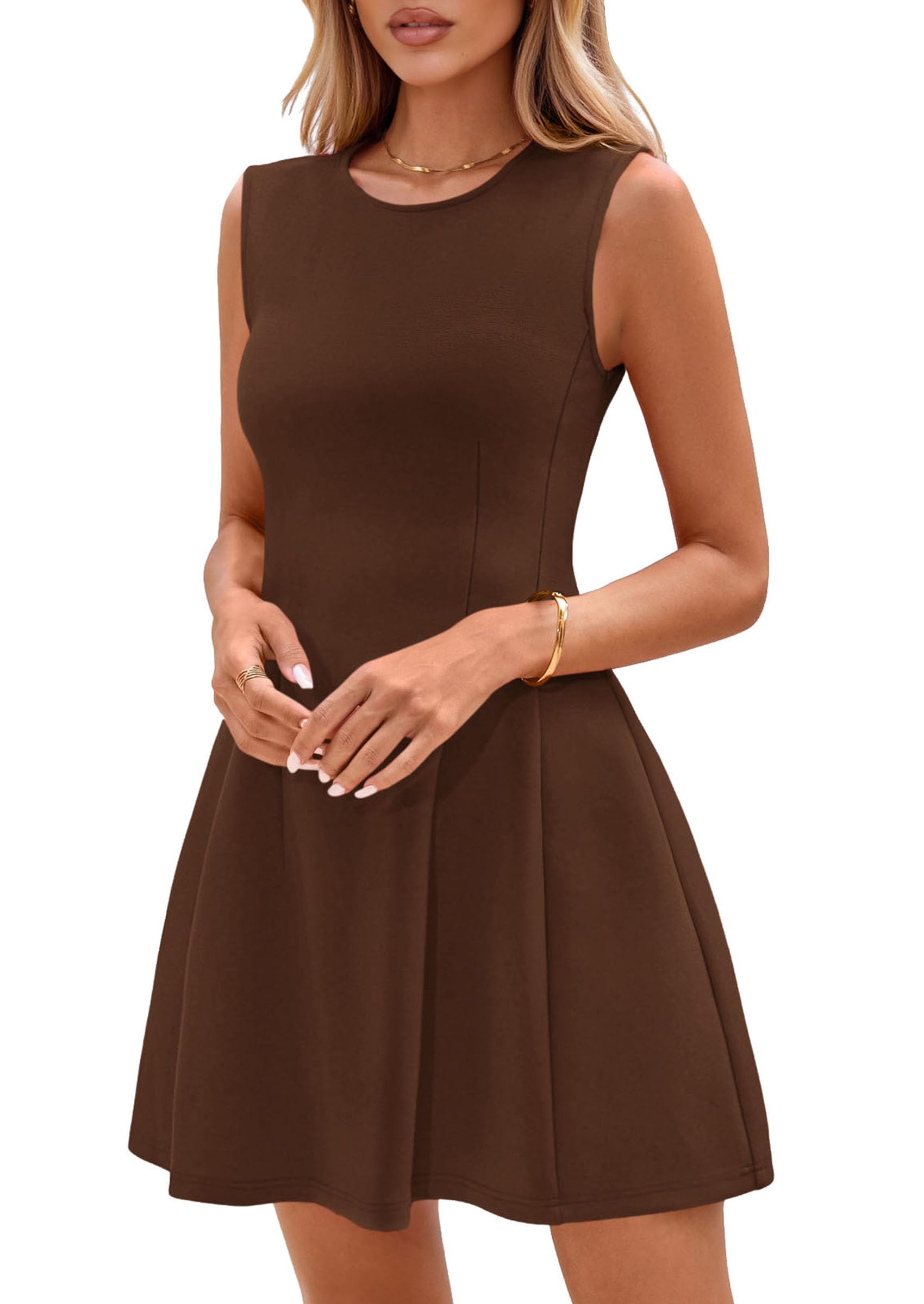 Women's A Line Elegant Summer Cocktail Dresses, Dark Brown,XS