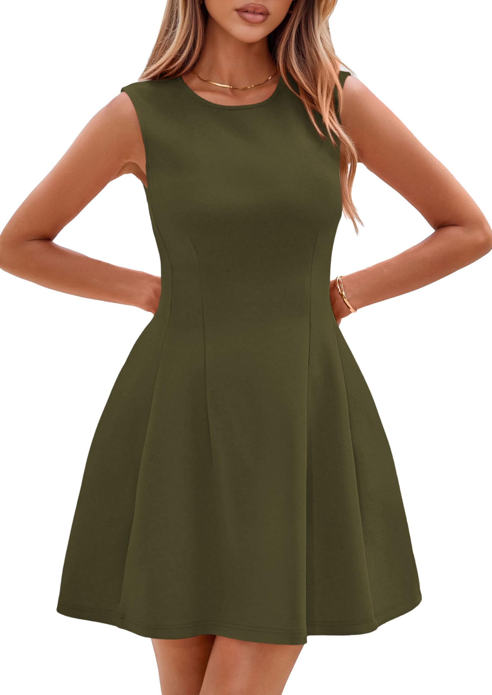 Women's A Line Elegant Summer Cocktail Dresses, Army Green,XS