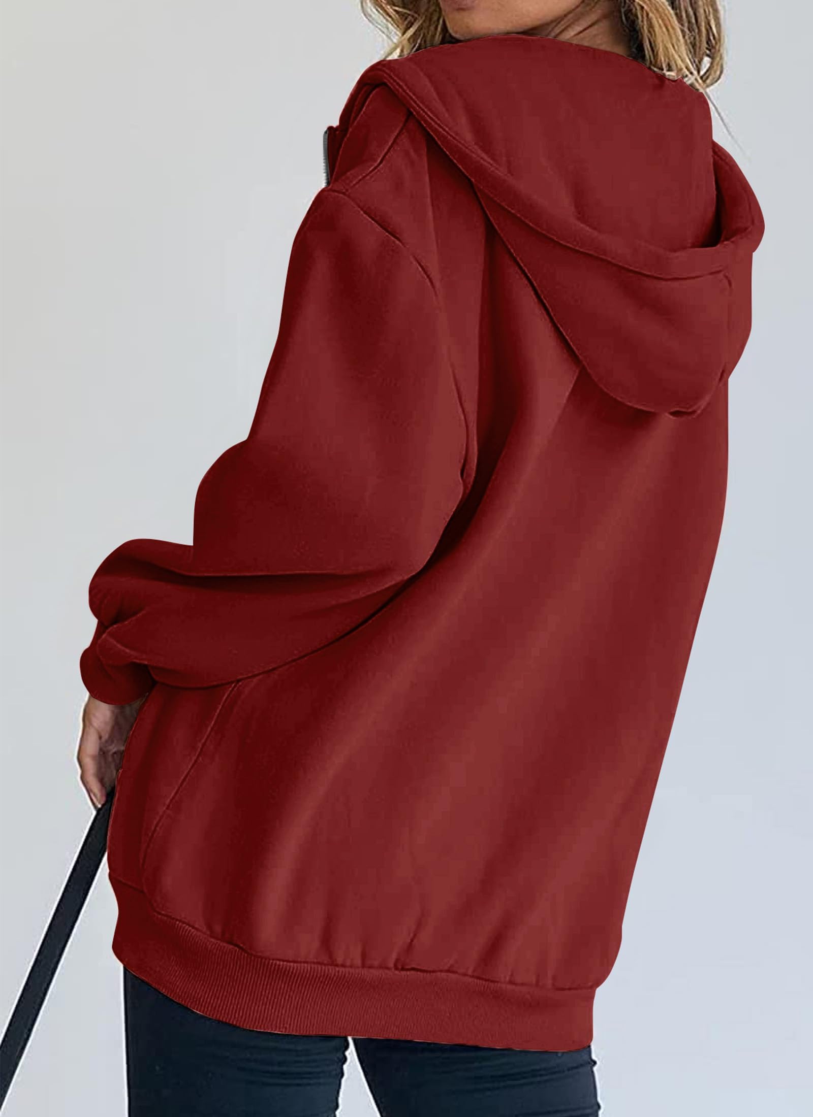 Women's Fall Zip Up Hoodies Sweatshirts Brown Red