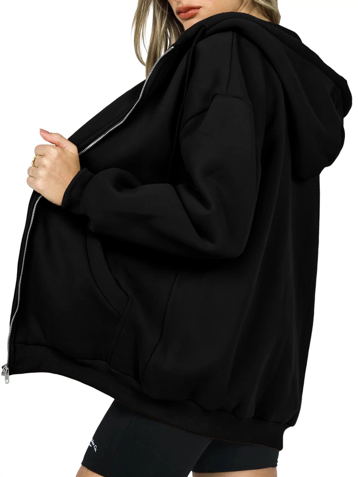 Women's Fall Zip Up Hoodies Sweatshirts Black