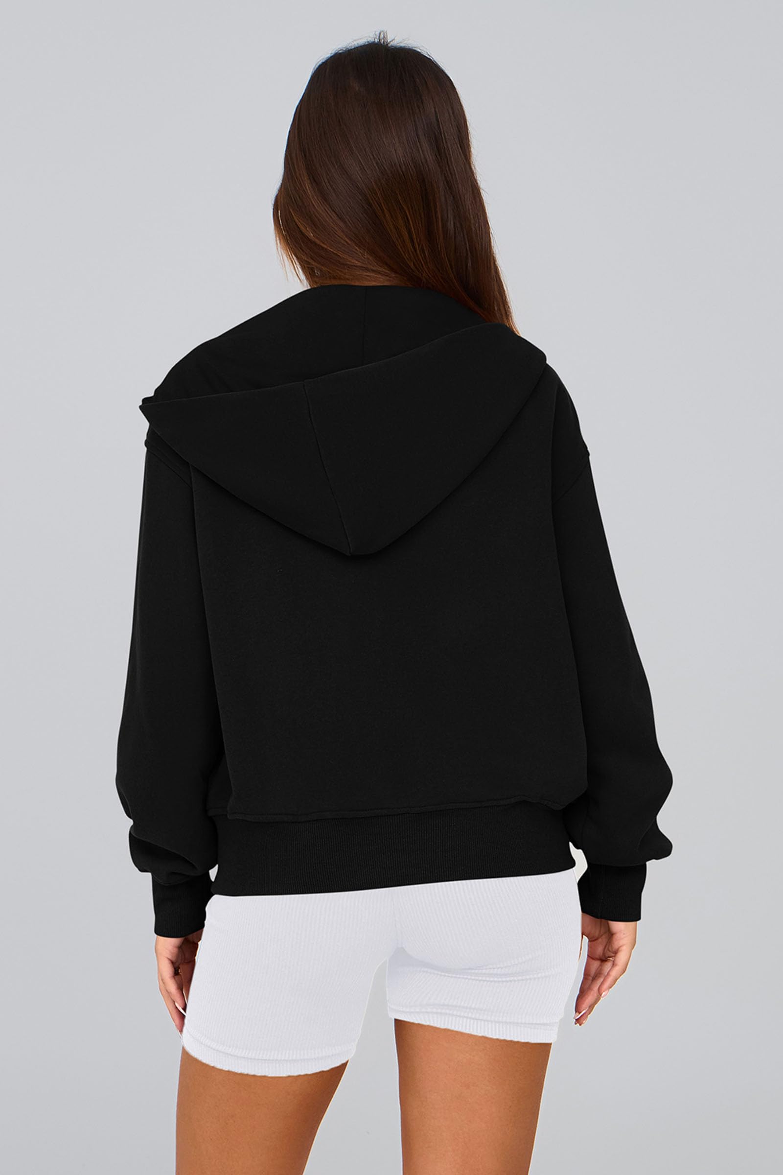 Hoodies for Women Fall Fashion Zip Up Fleece Plain Sweatshirt
