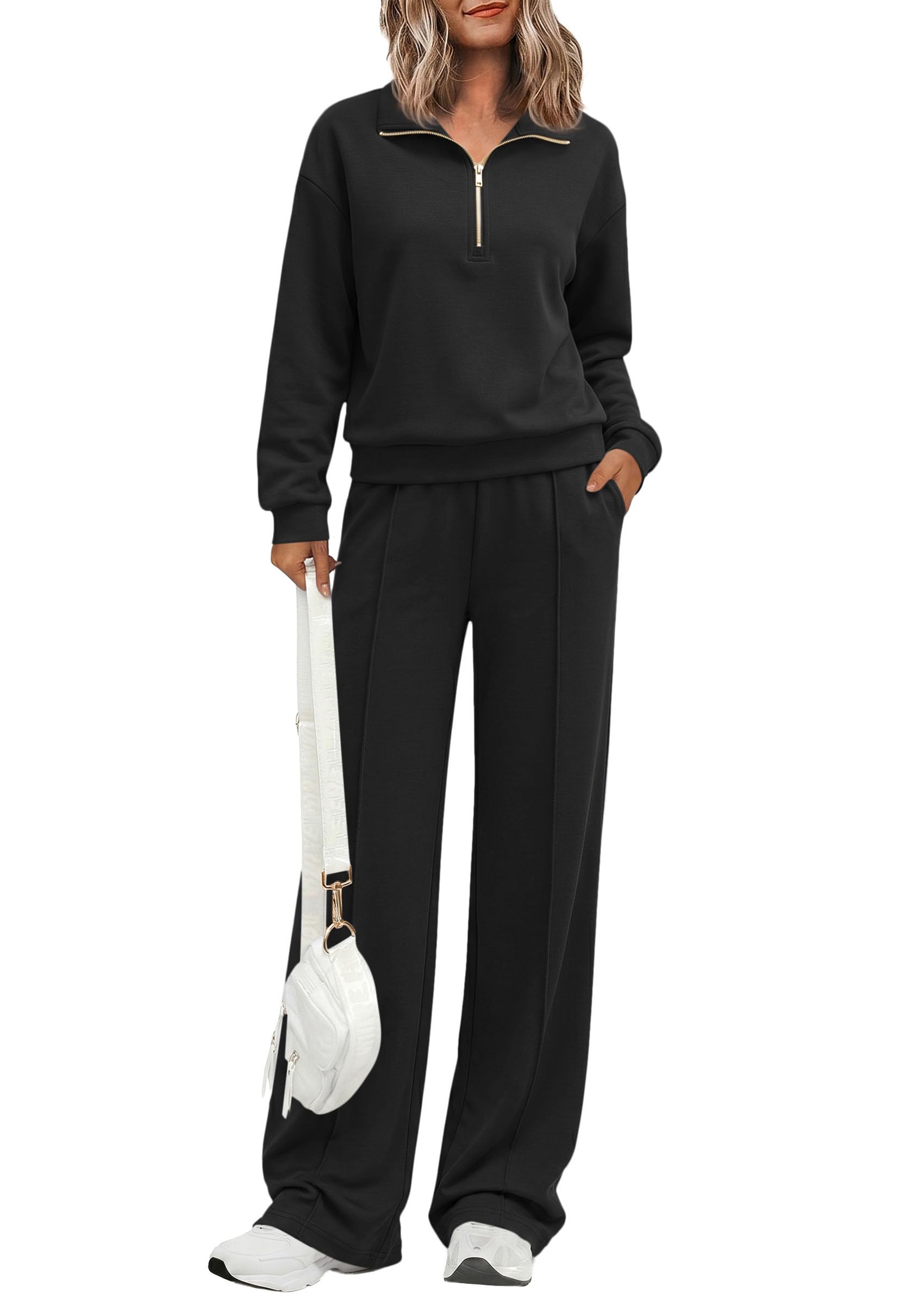 Women's Lounge Sets 2 Piece Outfits Sweatsuits,Black,S