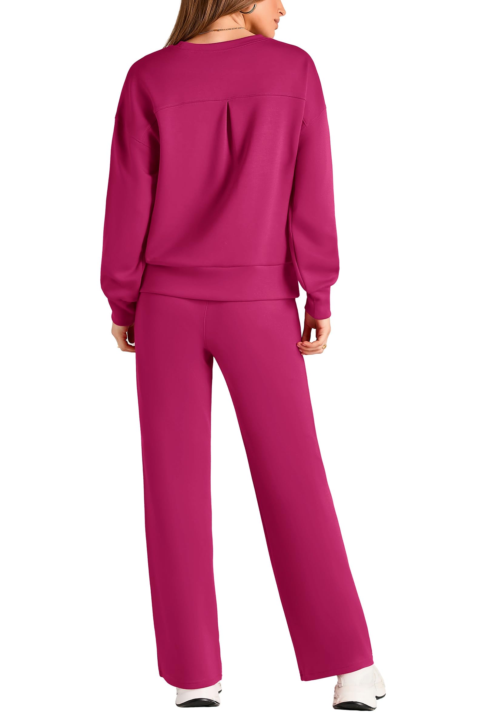 Women's 2 Piece Outfits Sweatsuits Lounge Sets,Rose Red,S
