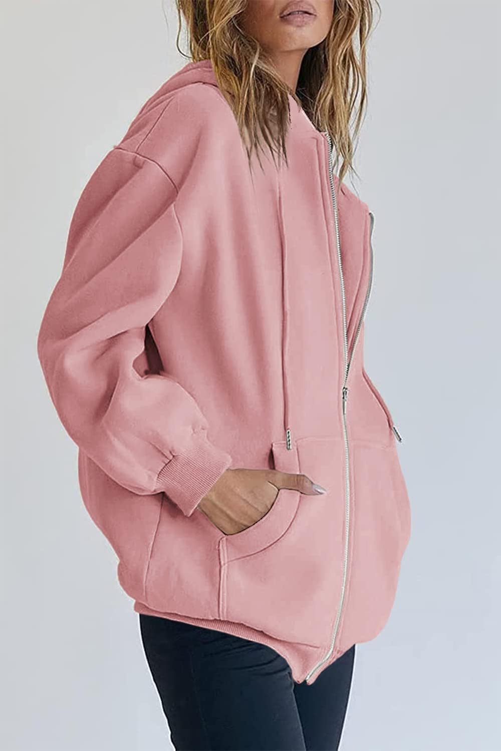 Women's Fall Zip Up Hoodies Sweatshirts Pink