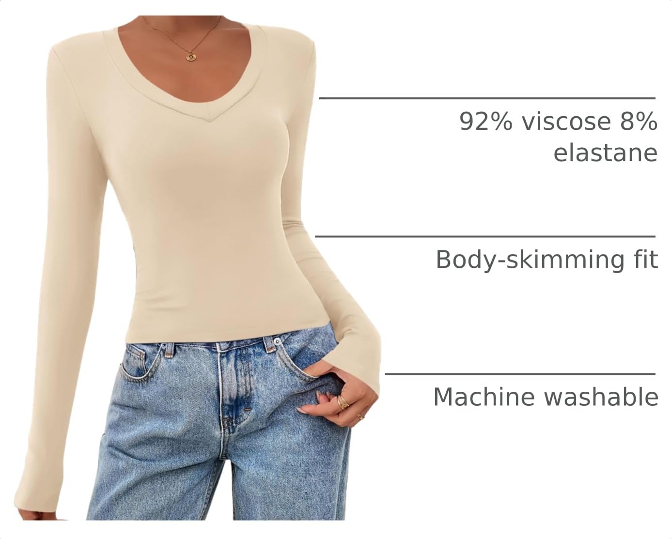 Womens Long Sleeve Slim Fit Crop Tops,Beige,XS