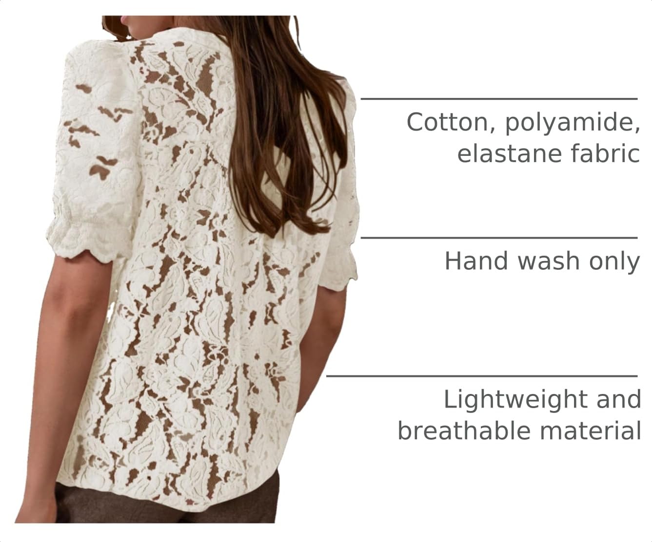 Womens Lace Tops Button Down Short Sleeve Shirts,Beige,S