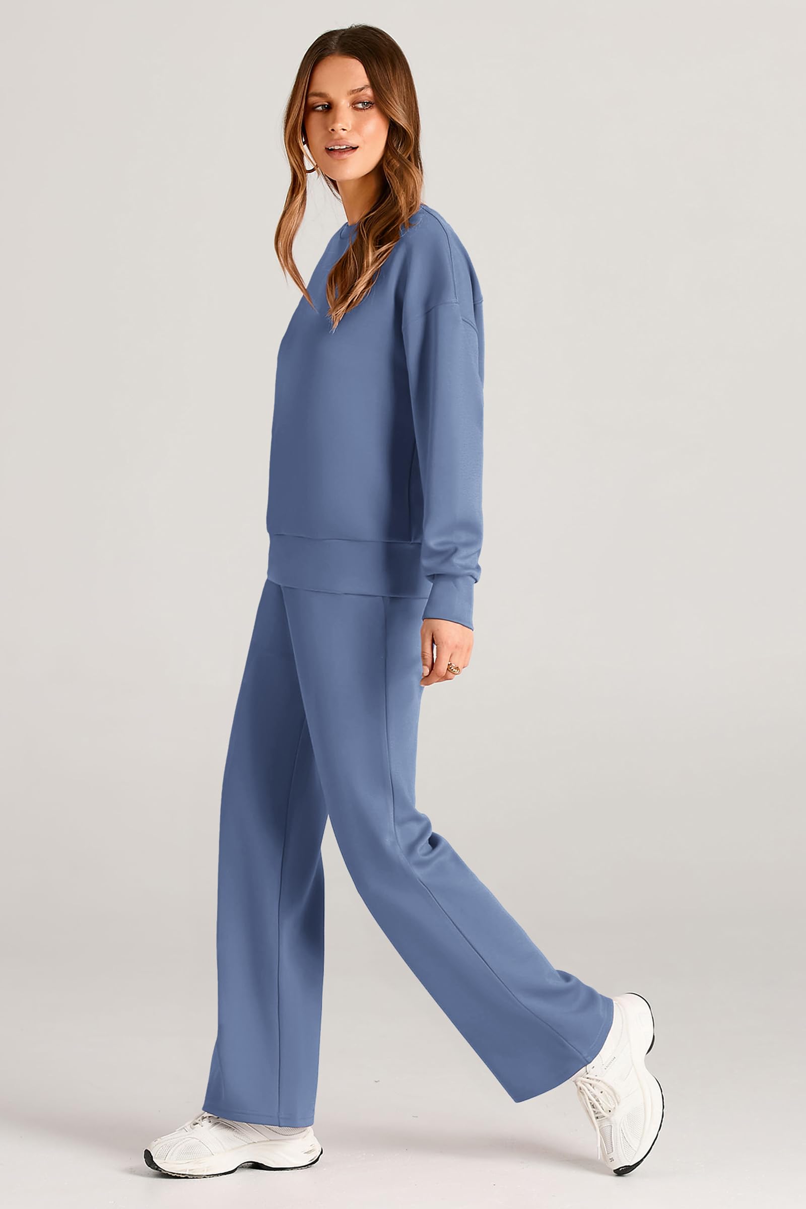 Women's 2 Piece Outfits Sweatsuits Lounge Sets,Grey Blue,M