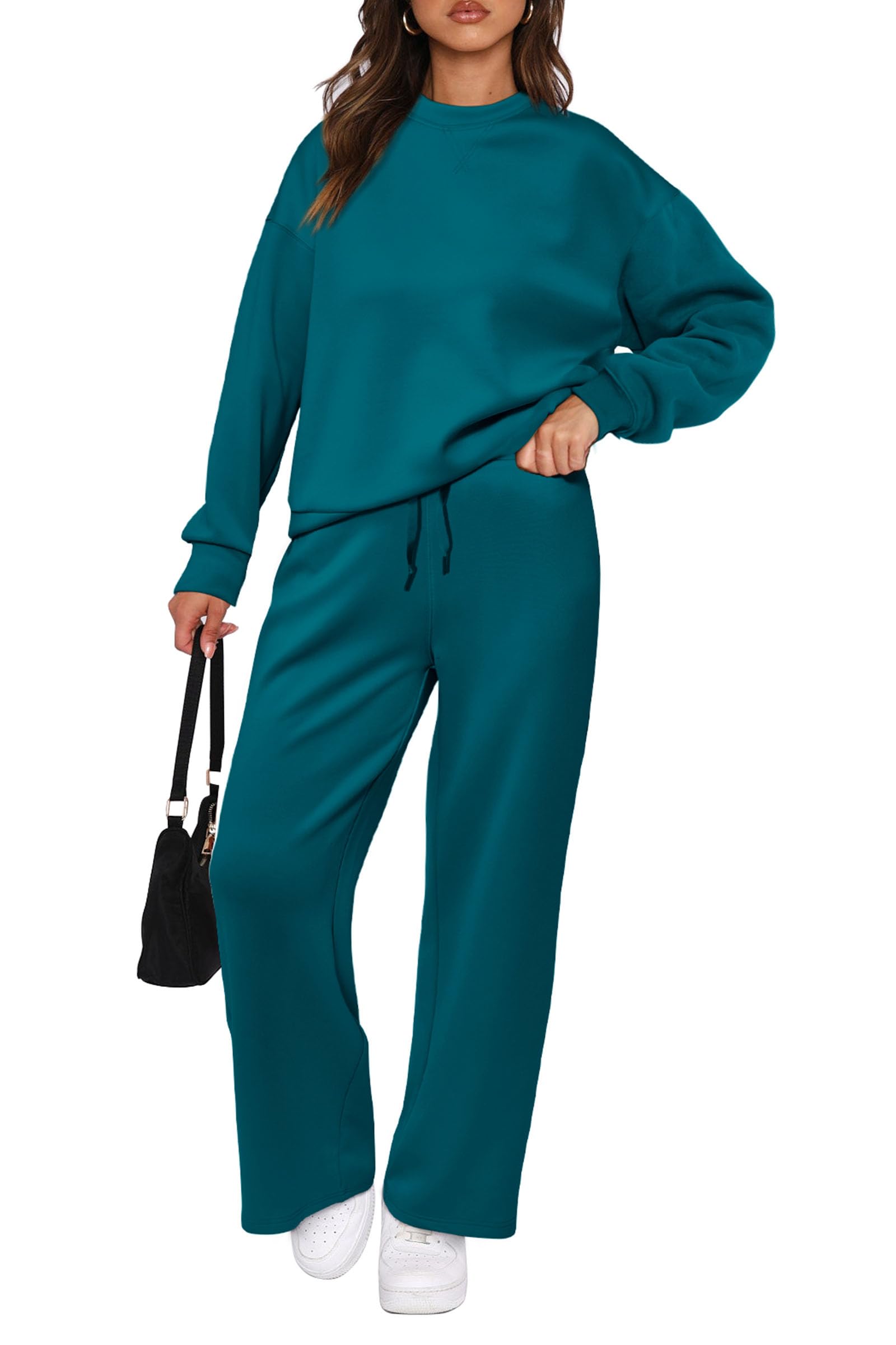Women's 2 Piece Outfits Sweatsuits Lounge Sets,Blue Green,S