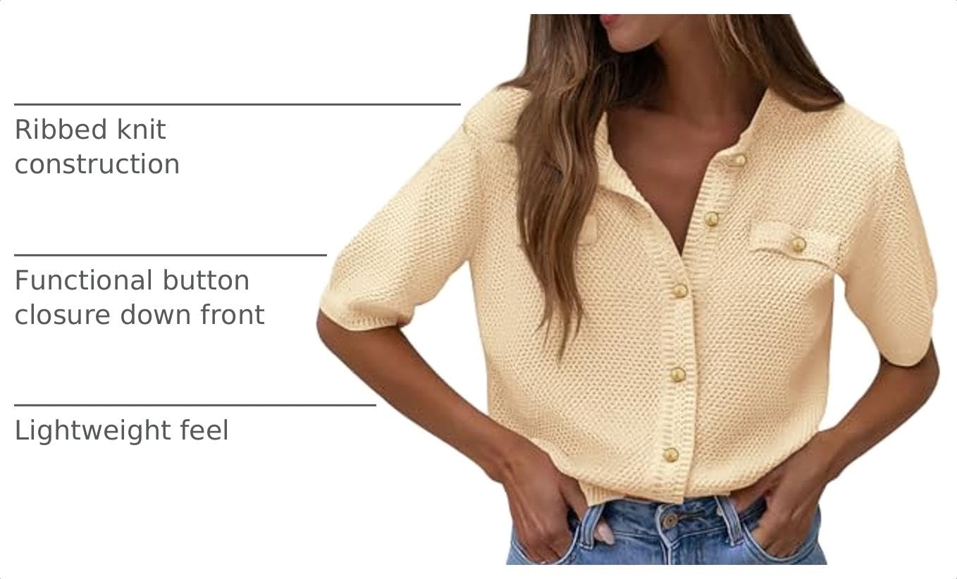 Women's Summer Casual Button Down Shirts Beige,Small