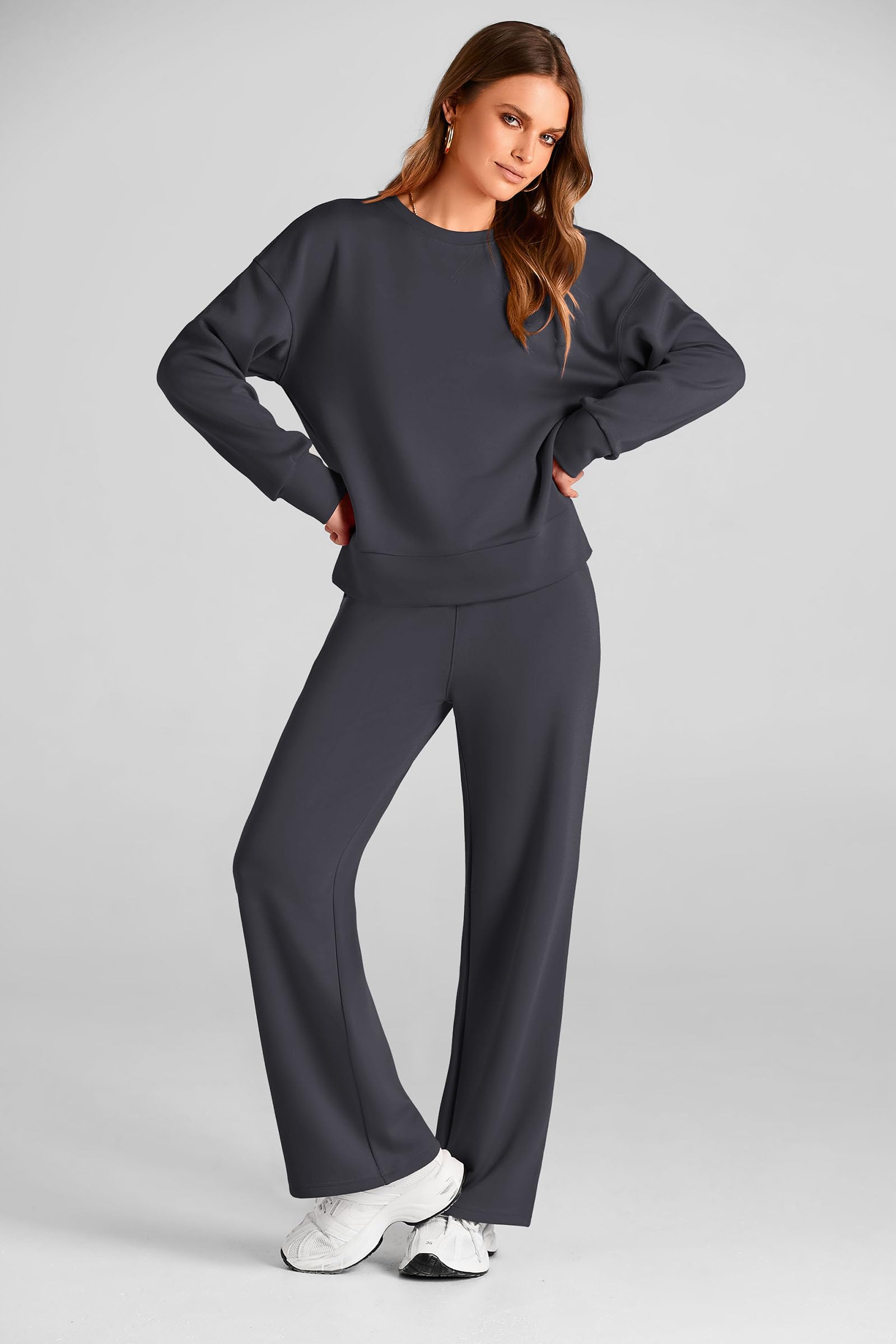 Women's 2 Piece Outfits Sweatsuits Lounge Sets,Dark Grey,S