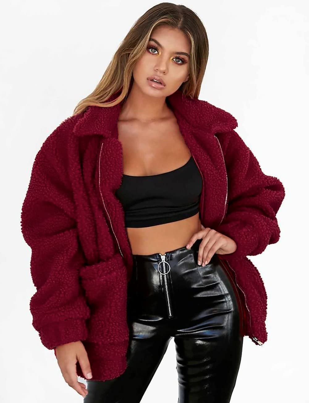 Oversized Sherpa Fleece Jacket Women's Winter Coats Outerwear