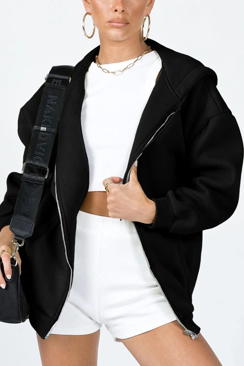 Women's Fall Zip Up Hoodies Sweatshirts Black