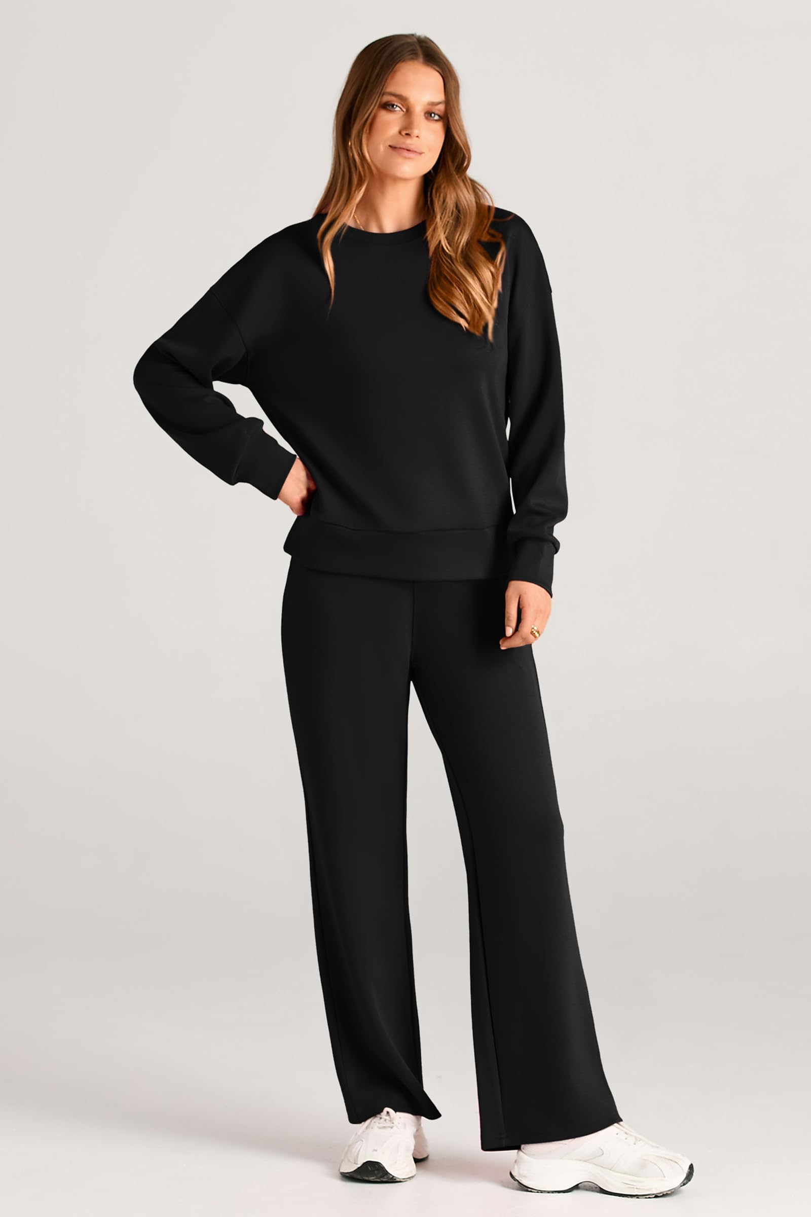 Women's 2 Piece Outfits Sweatsuits Lounge Sets,Black,S