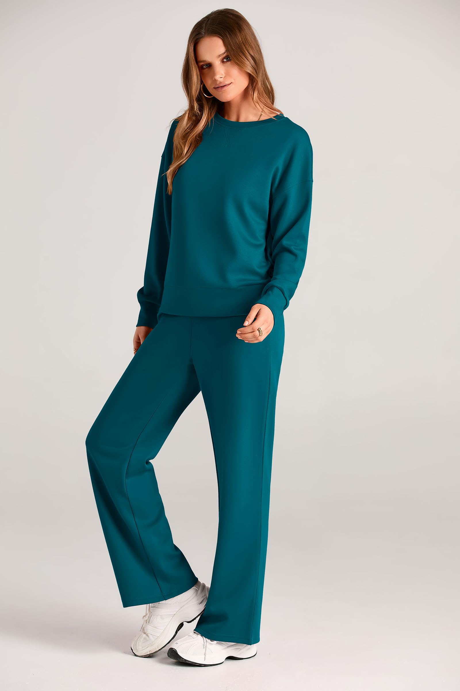 Women's 2 Piece Outfits Sweatsuits Lounge Sets,Blue Green,S