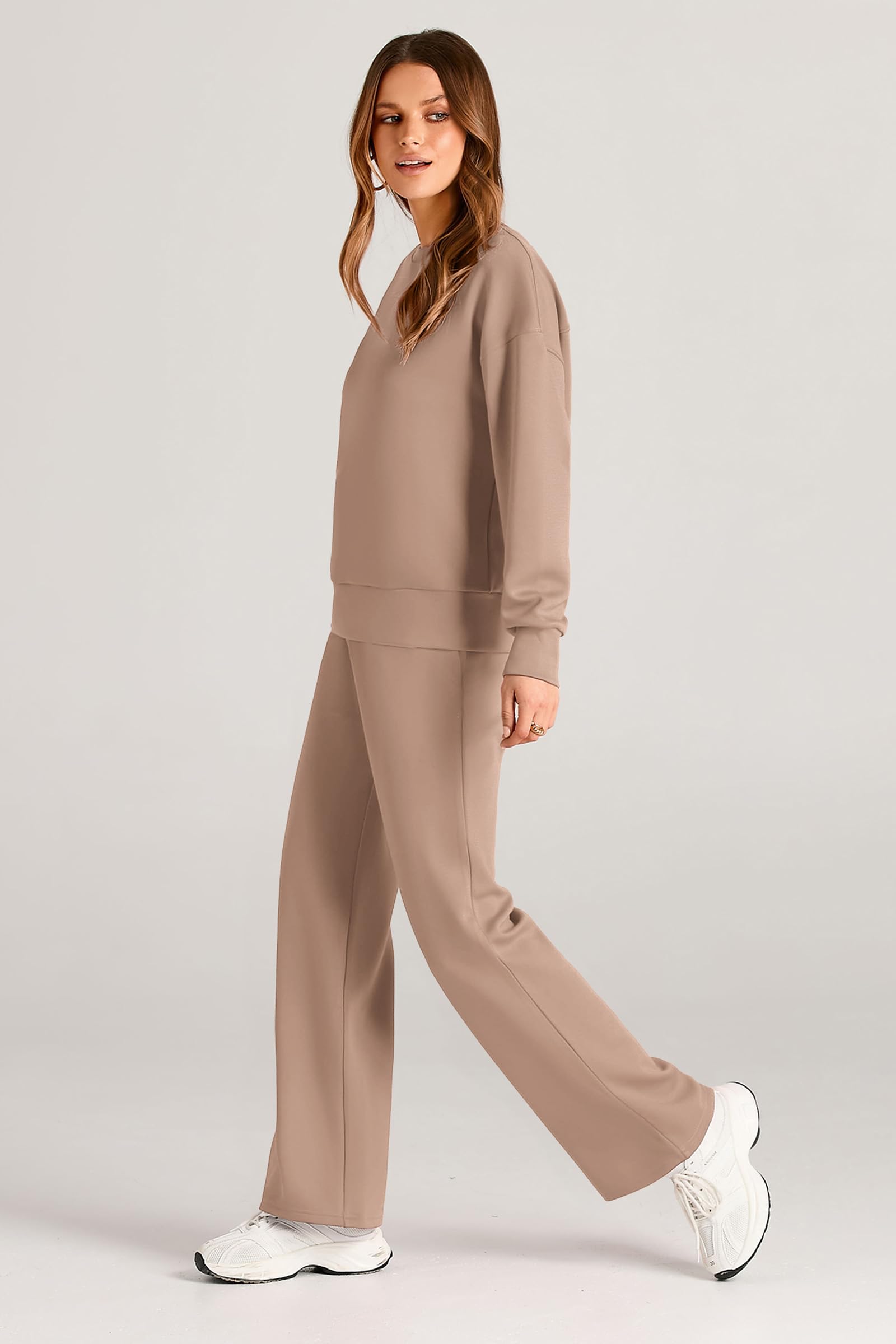 Women's 2 Piece Outfits Sweatsuits Lounge Sets,Khaki,S