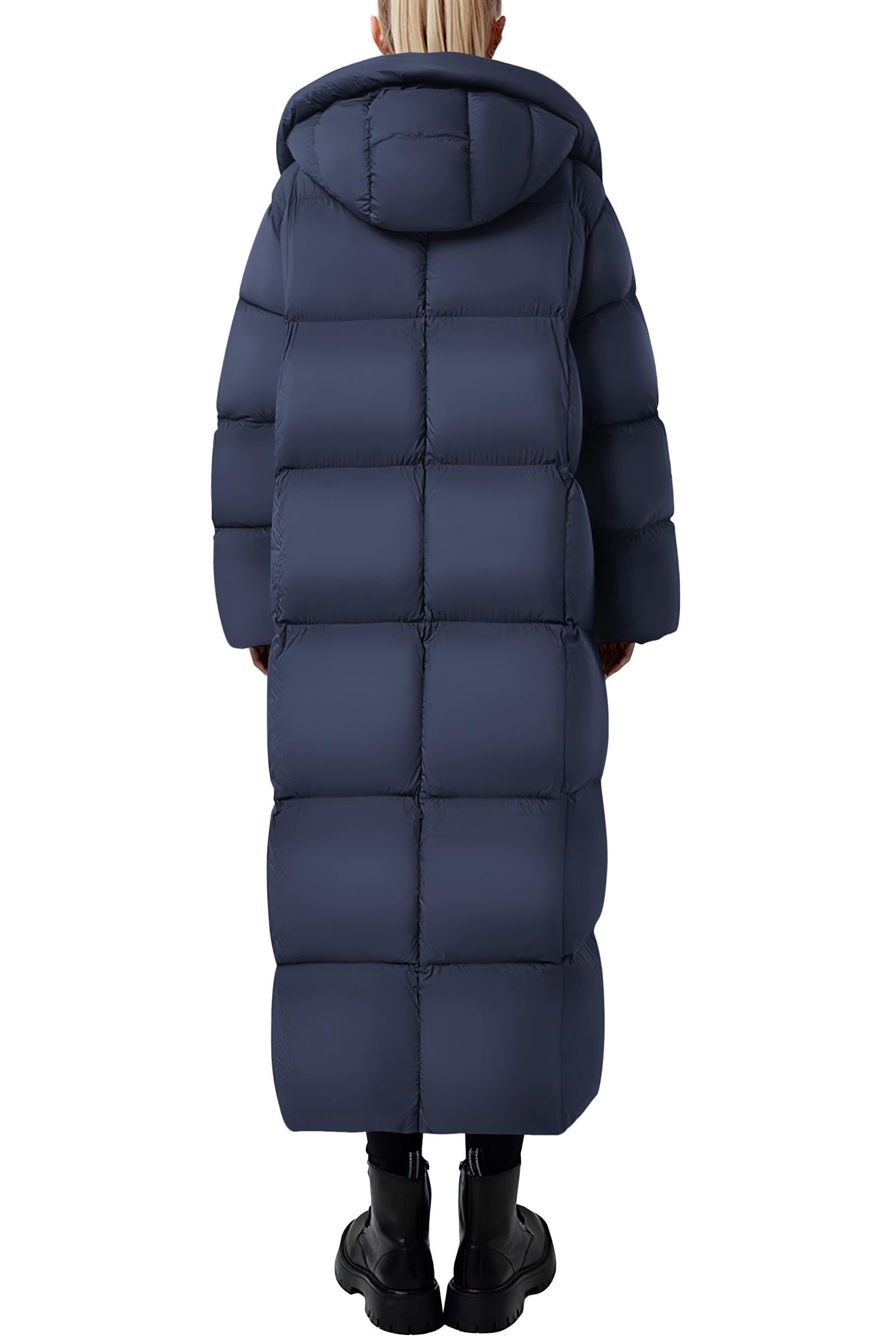 Women's Trendy Winter Long Puffer Coats(Dark Blue,X-Small)