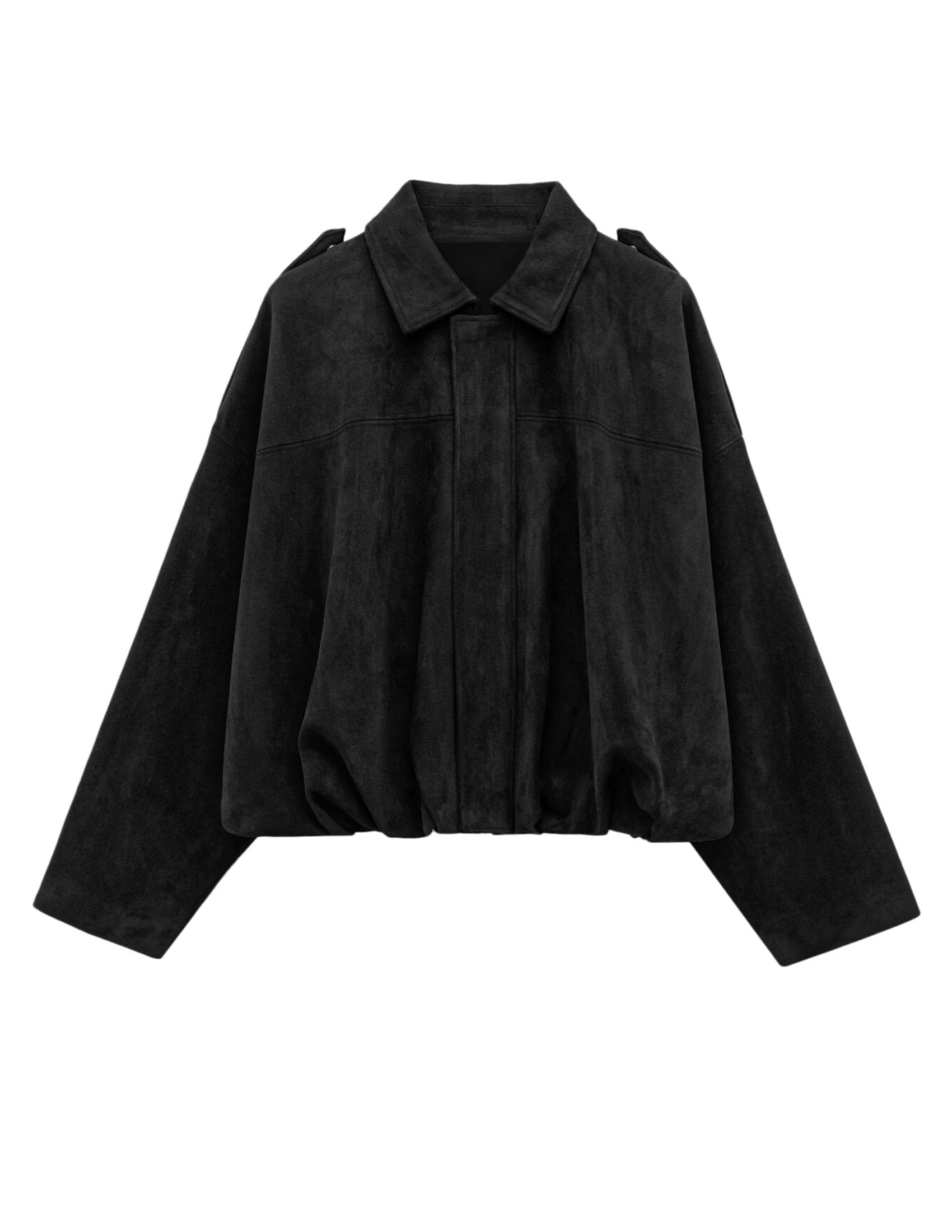 Faux Suede Jacket Women Fall Cropped Western Bomber Jacket