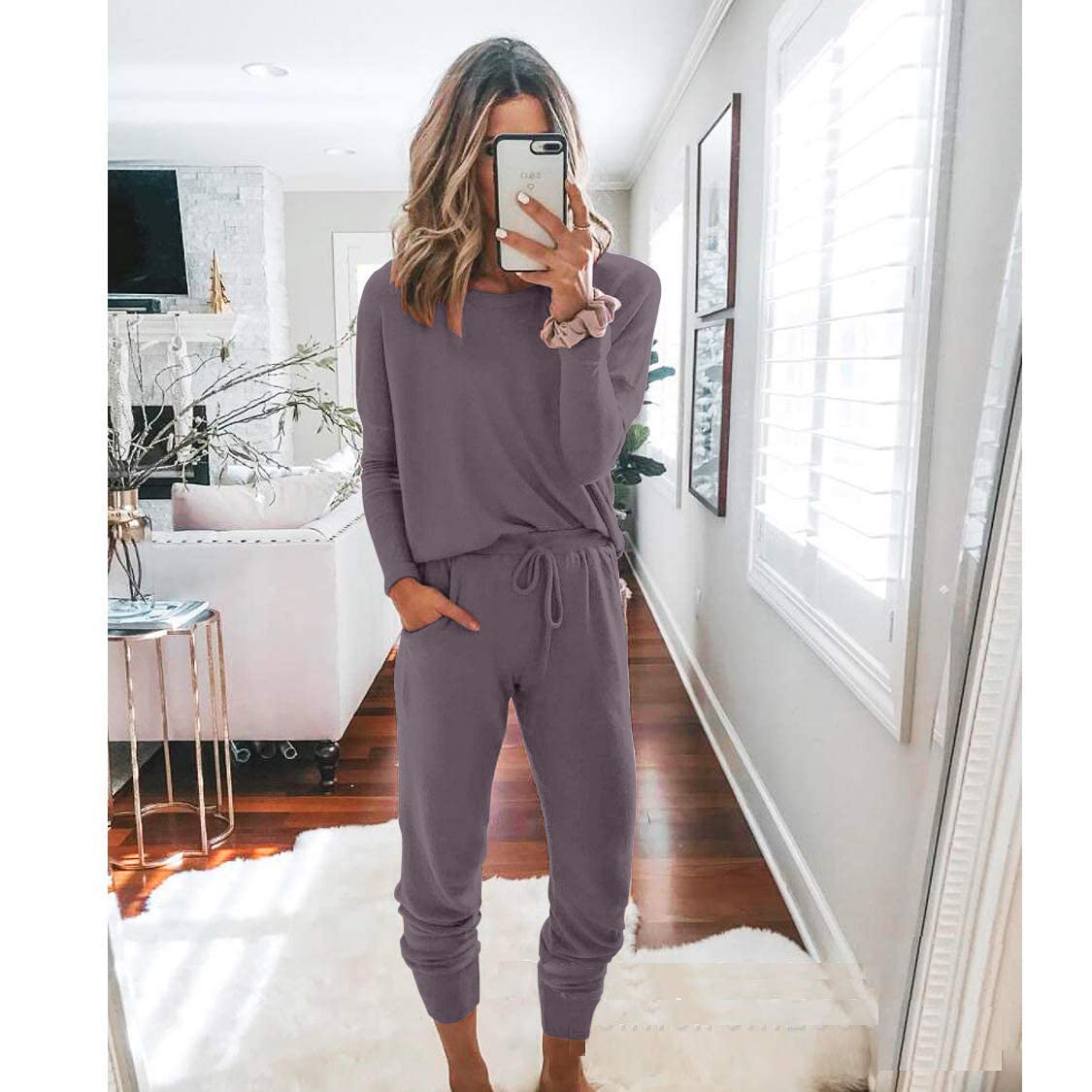Airport Travel Outfit Women Fall 2 Piece Matching Lounge Sets