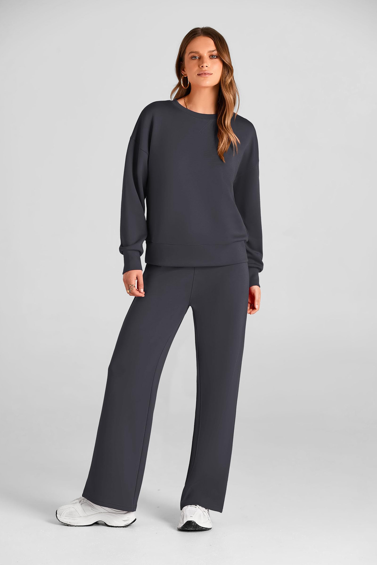 Women's 2 Piece Outfits Sweatsuits Lounge Sets,Dark Grey,S