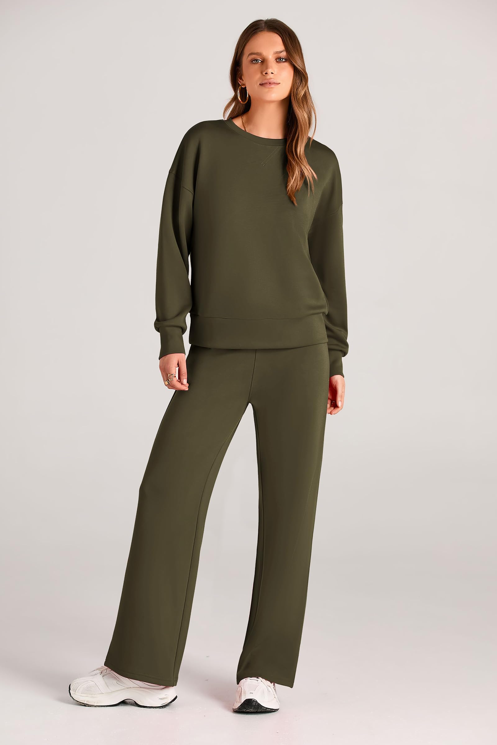 Women's 2 Piece Outfits Sweatsuits Lounge Sets,Army Green,S