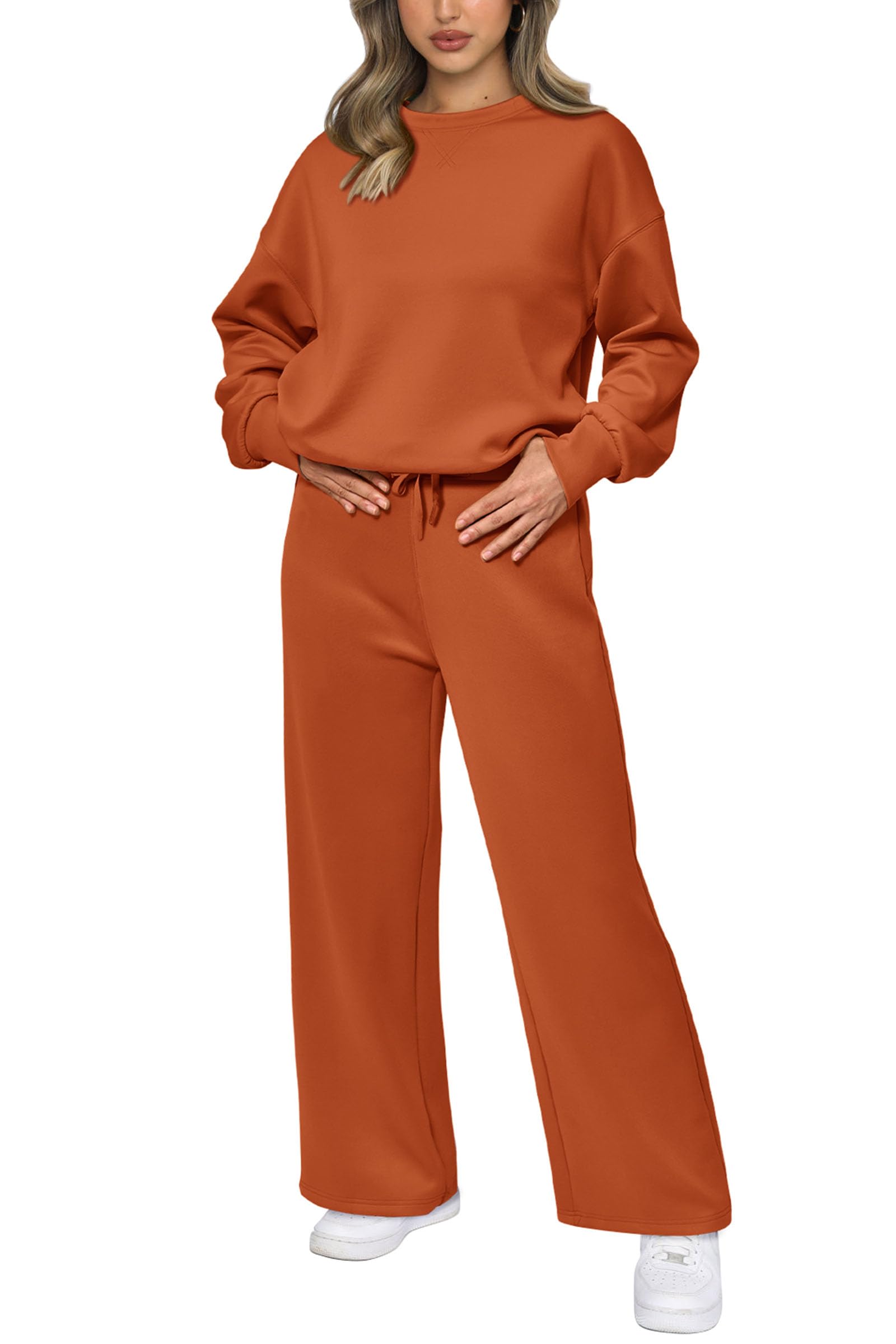 Women's 2 Piece Outfits Sweatsuits Lounge Sets,Orange,S