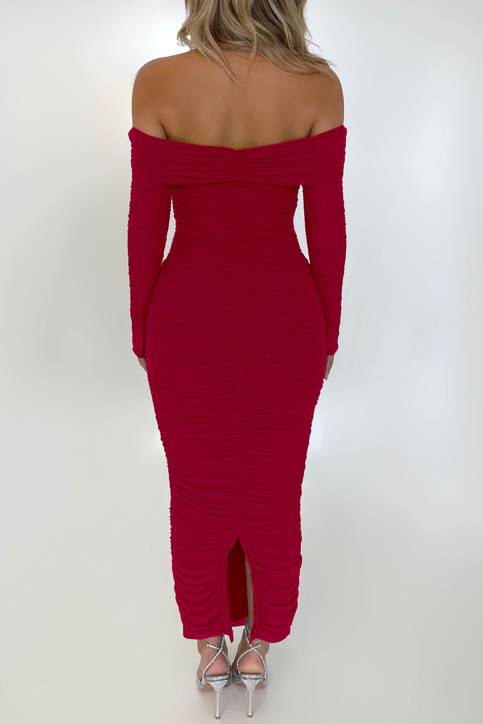 Women's Off Shoulder Bodycon Maxi Dress Wedding Guest Dresses