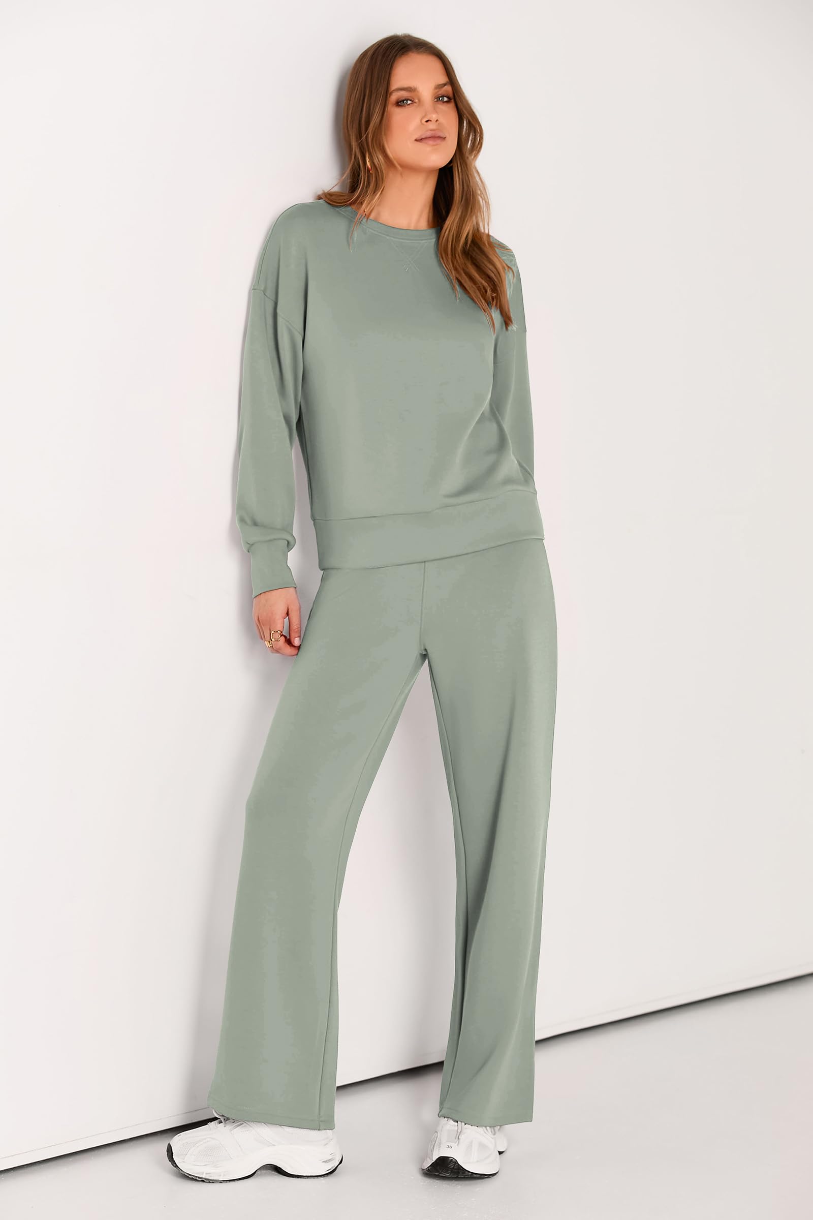 Women's 2 Piece Outfits Sweatsuits Lounge Sets,Light Green,S