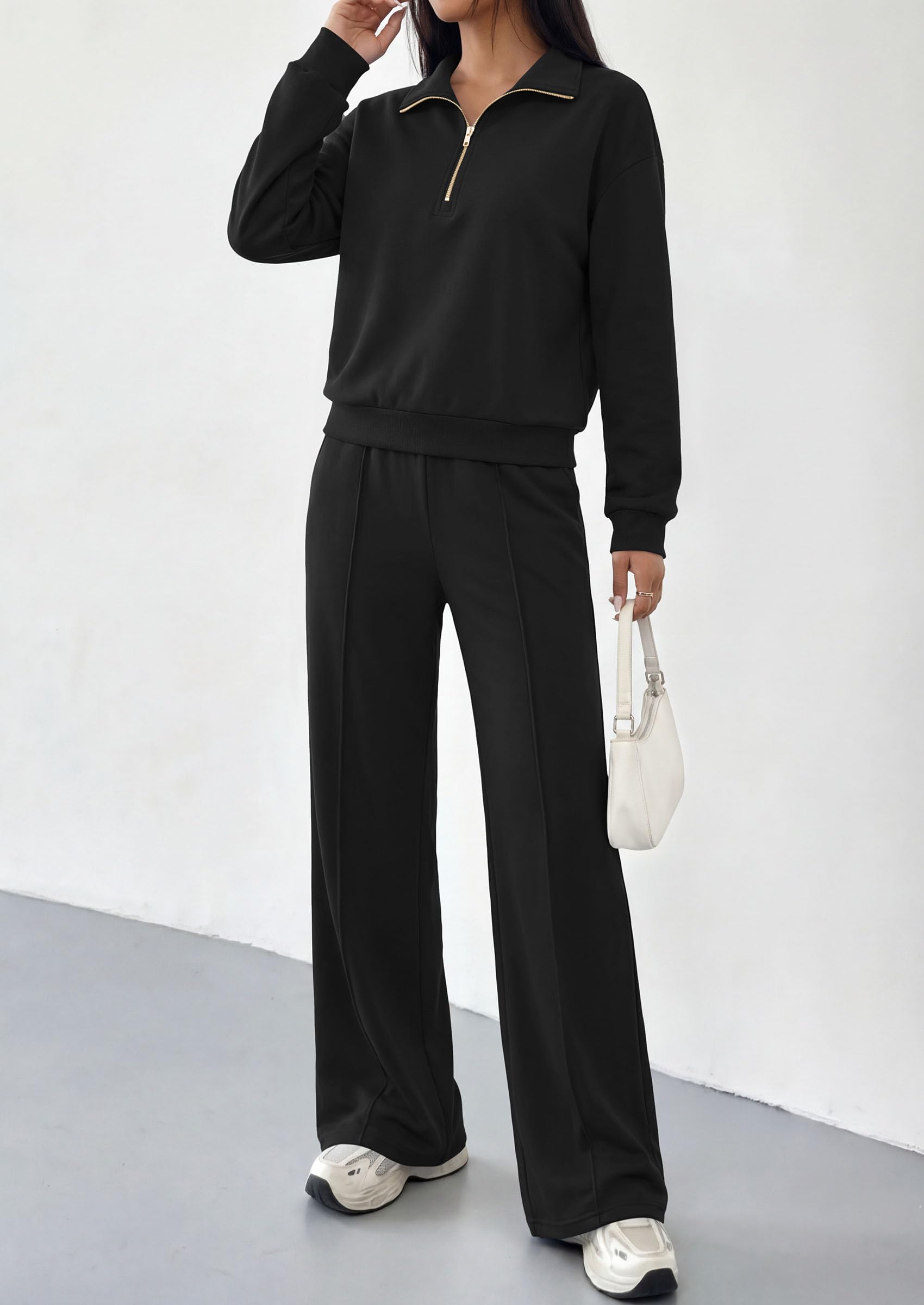 Women's Lounge Sets 2 Piece Outfits Sweatsuits,Black,S