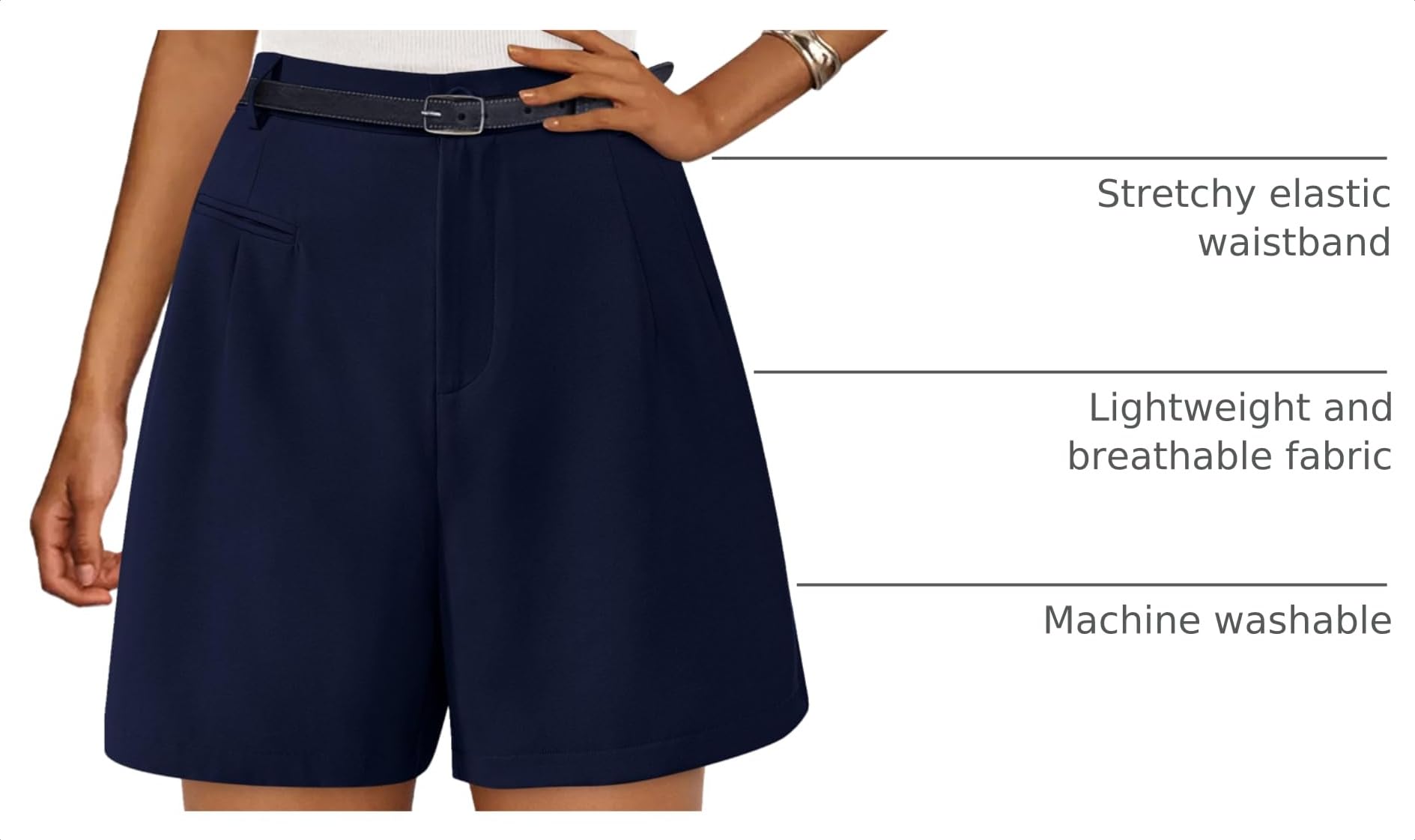 Women's Summer Shorts Business Casual Outfits,Blue,S